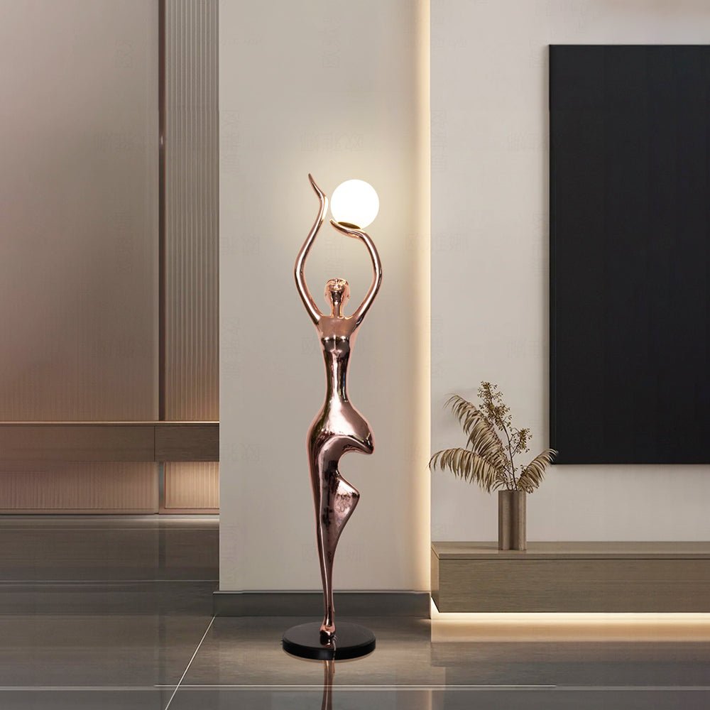 Emiryra Golden Sculptural Floor Lamp-Neutral Decor