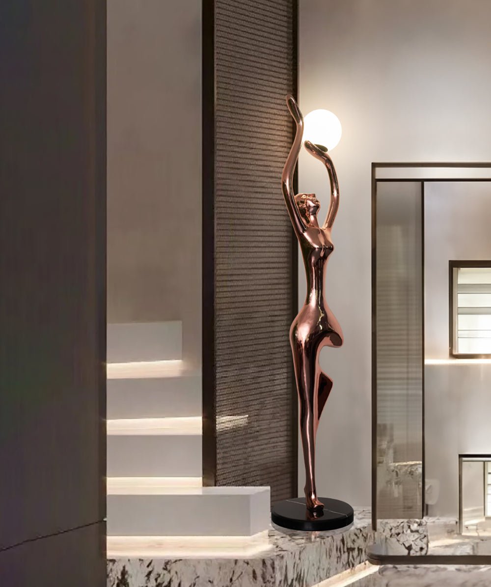 Emiryra Golden Sculptural Floor Lamp-Neutral Decor