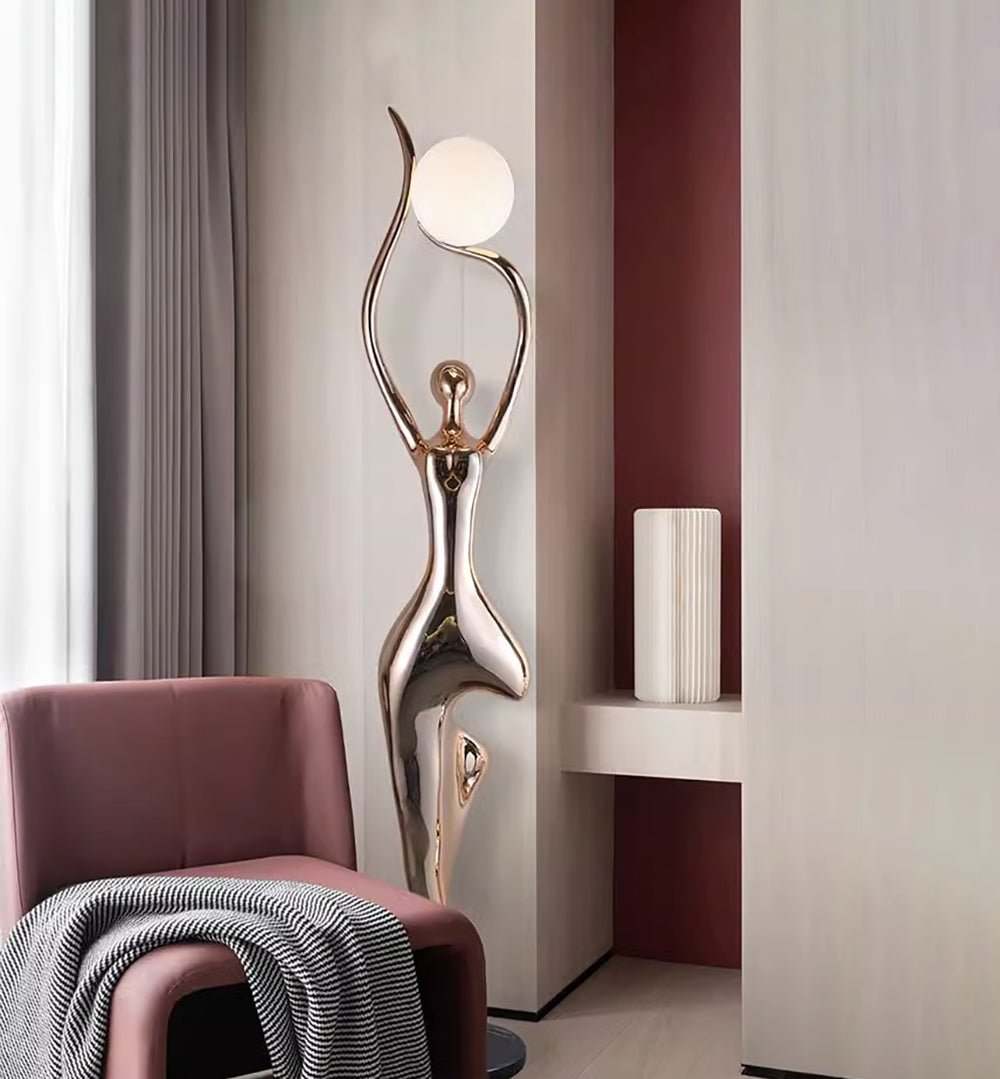 Emiryra Golden Sculptural Floor Lamp-Neutral Decor