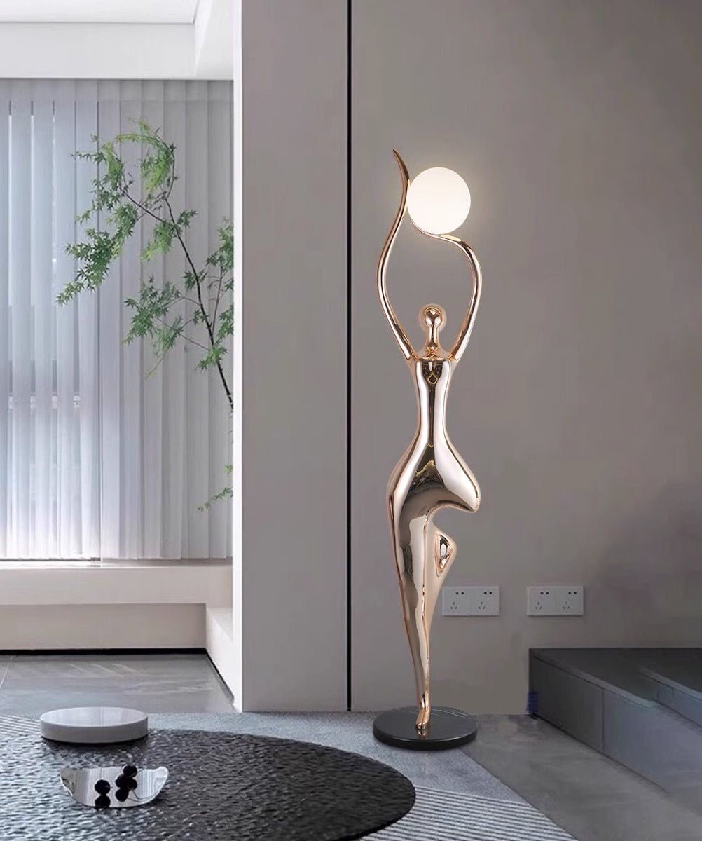 Emiryra Golden Sculptural Floor Lamp-Neutral Decor