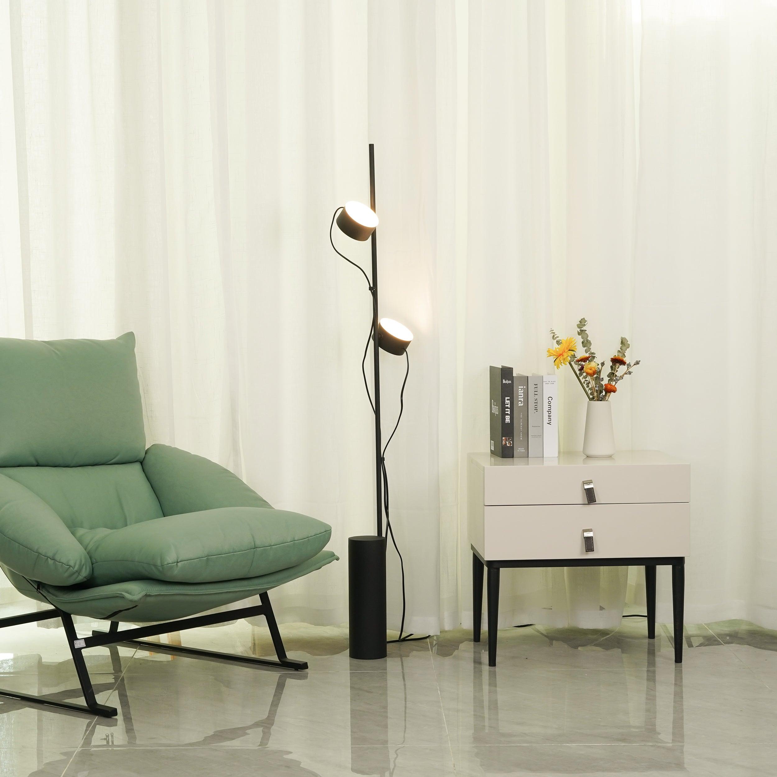 Avi Floor Lamp Cylindrical/Linear Modern, Metal, Black, Bedroom - Neutral Decor