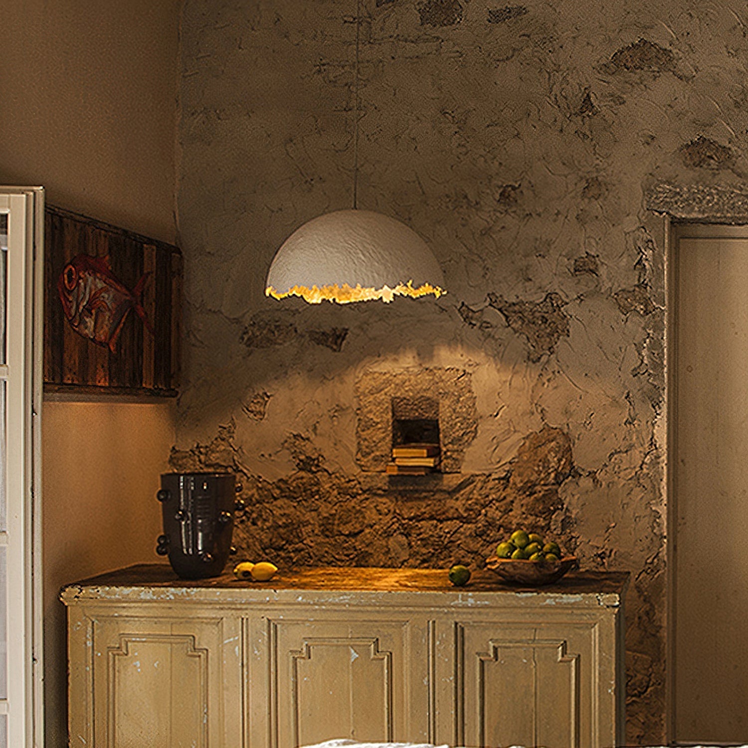 Viliriel Textured Fiberglass Pendant Light-Neutral Decor