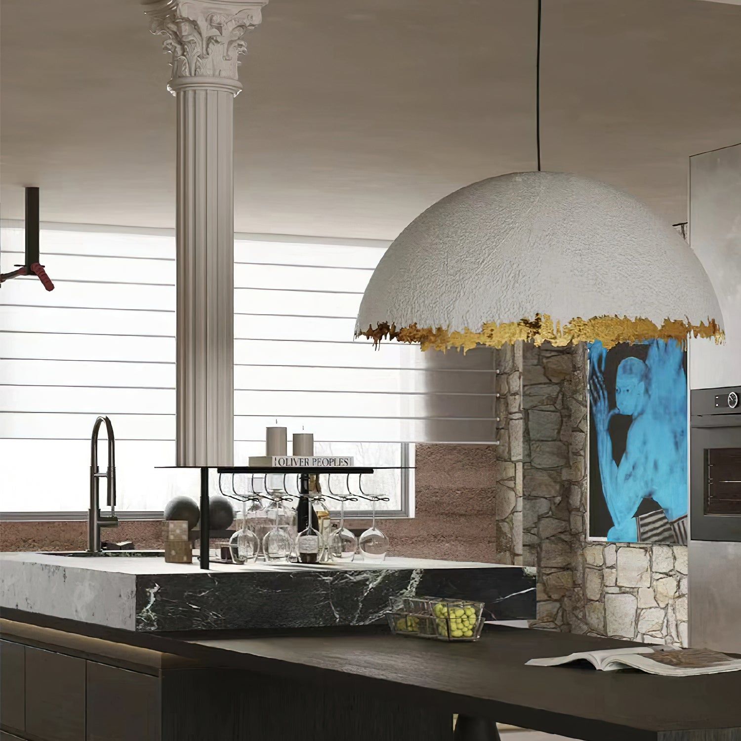 Viliriel Textured Fiberglass Pendant Light-Neutral Decor