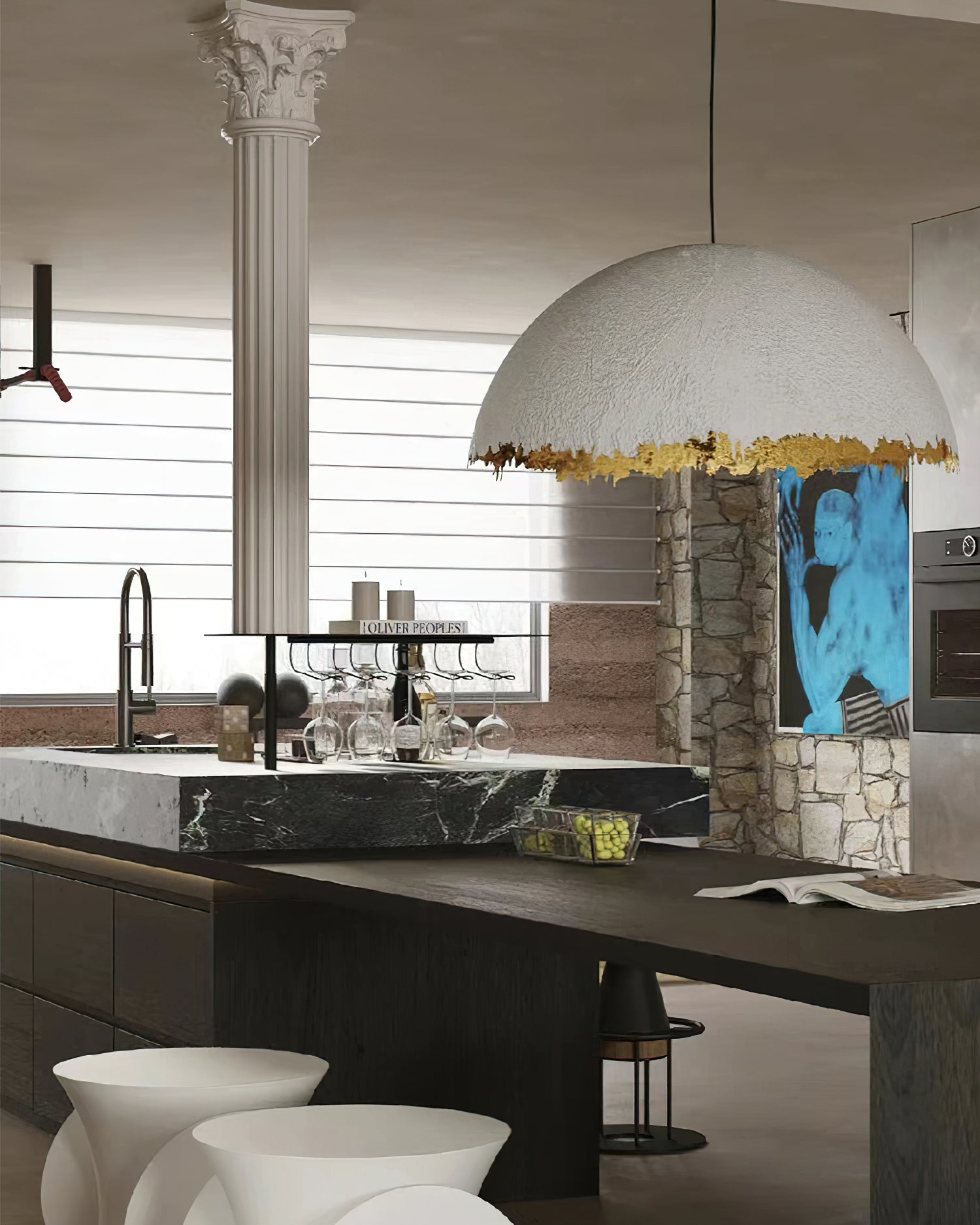 Viliriel Textured Fiberglass Pendant Light-Neutral Decor