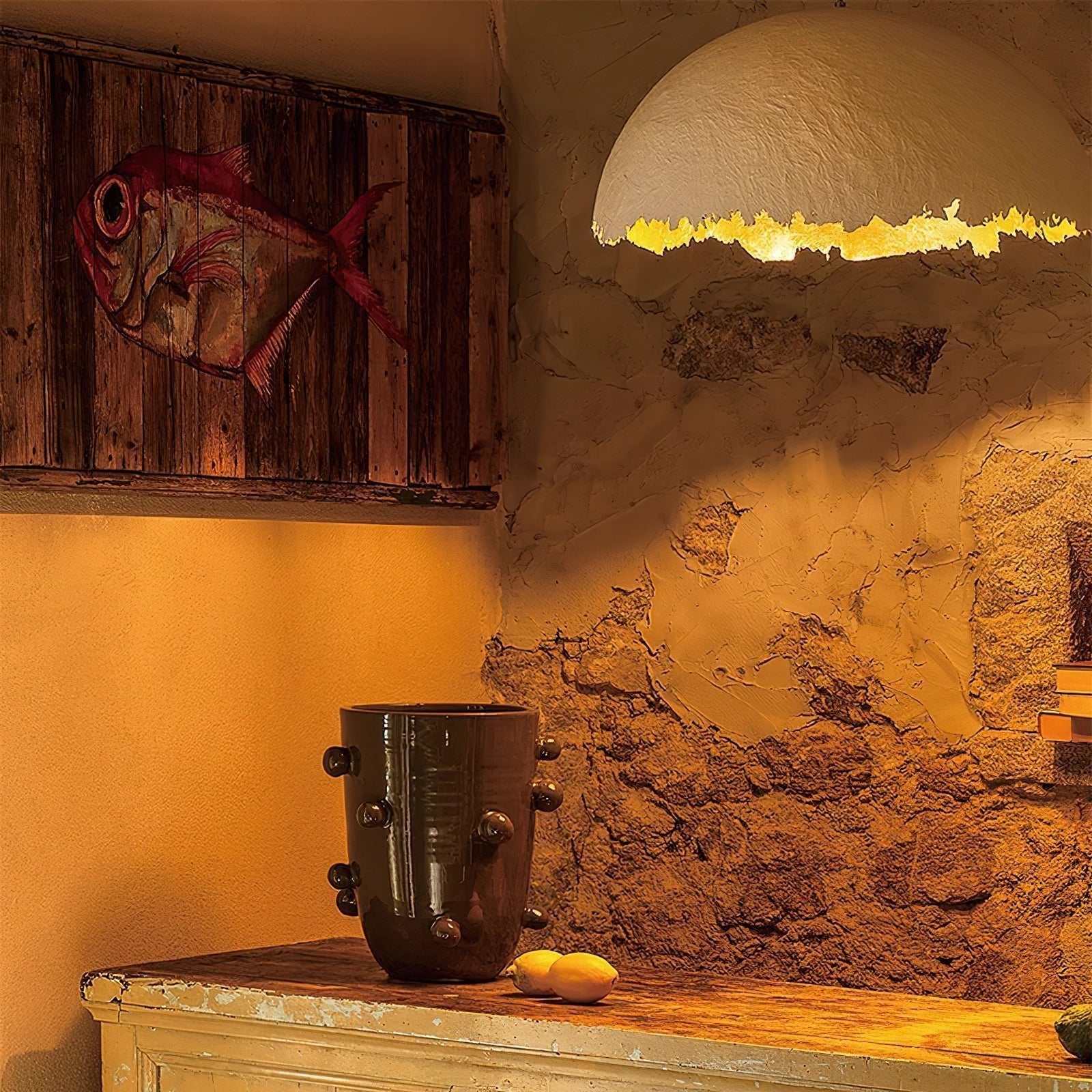 Viliriel Textured Fiberglass Pendant Light-Neutral Decor