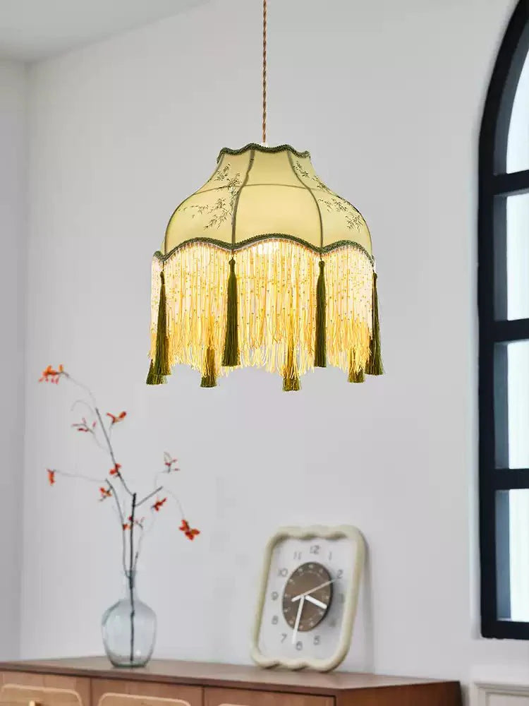 Prasina Beaded Fringe Pendant Light-Neutral Decor