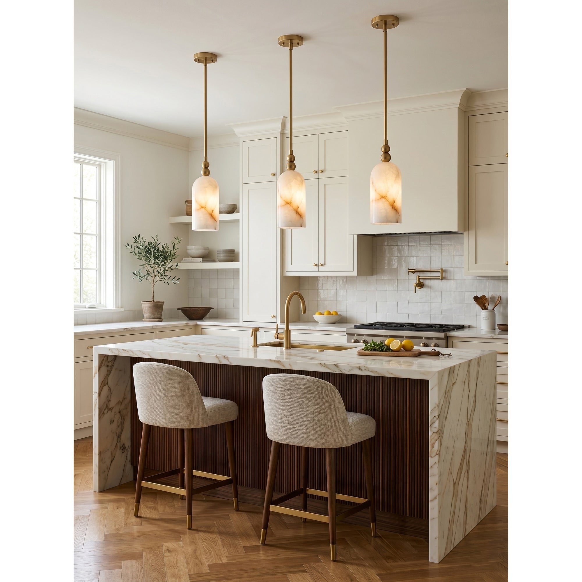 A single Pratt pendant lamp illuminating a dining room table.