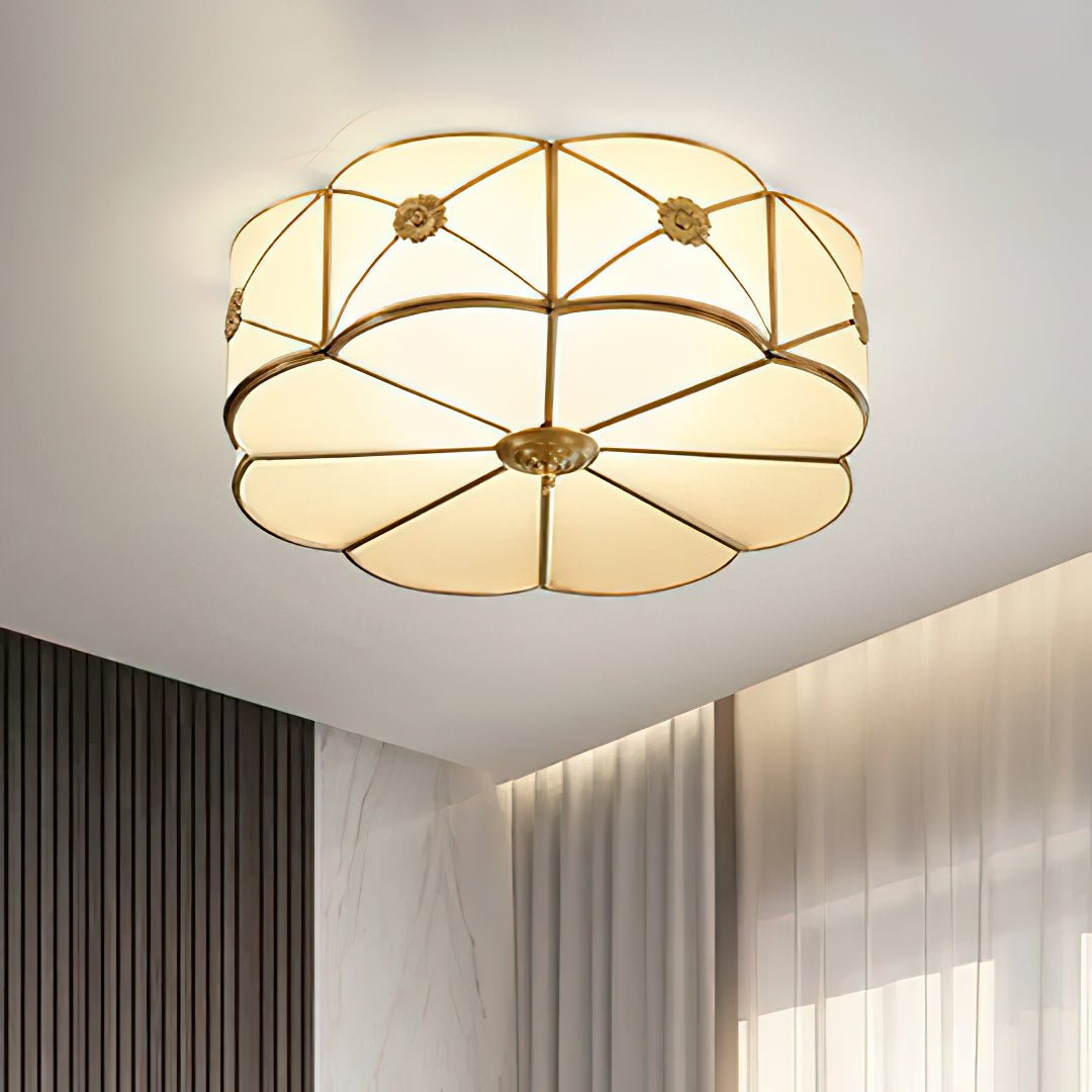 Vocor Ceiling Lamp Brass Scalloped Frosted Classic-Neutral Decor