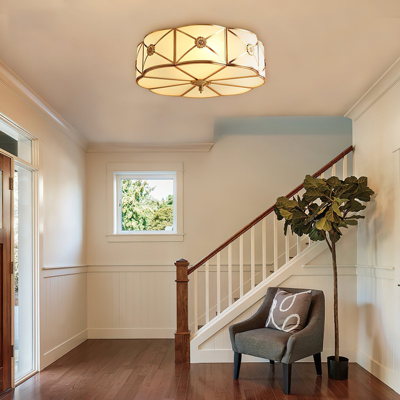 Vocor Ceiling Lamp Brass Scalloped Frosted Classic-Neutral Decor