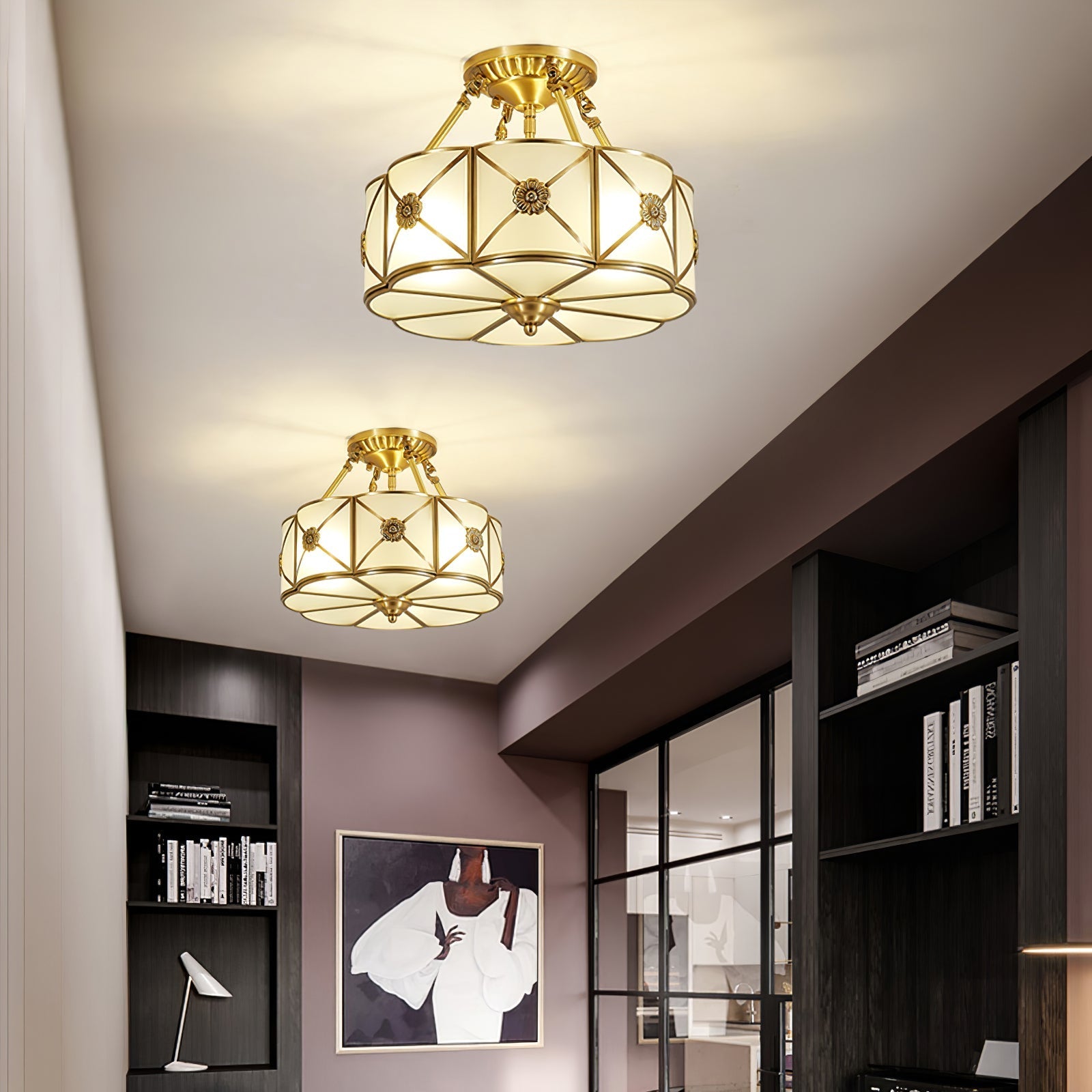 Vocor Ceiling Lamp Brass Scalloped Frosted Classic-Neutral Decor