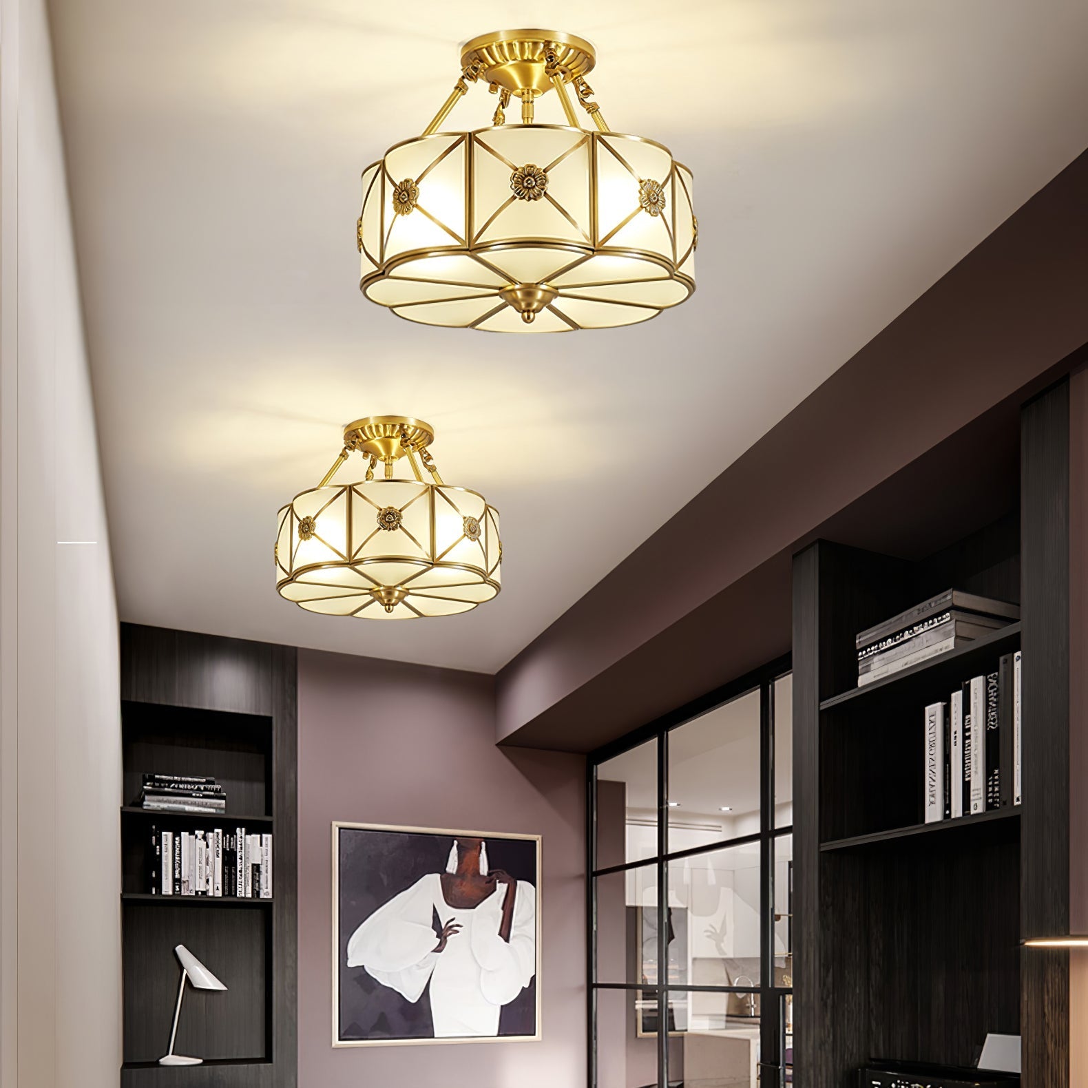 Vocor Ceiling Lamp Brass Scalloped Frosted Classic-Neutral Decor