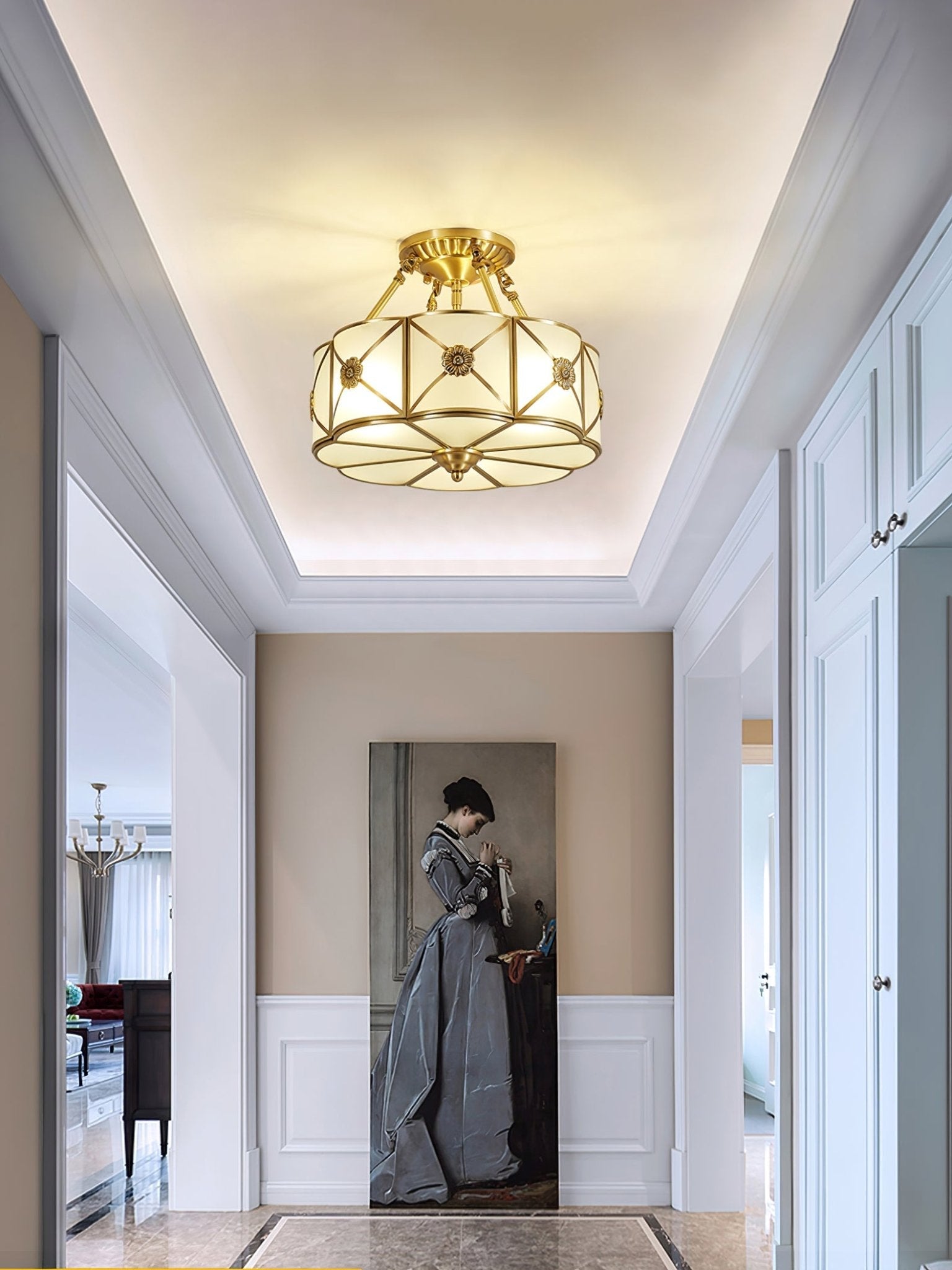 Vocor Ceiling Lamp Brass Scalloped Frosted Classic-Neutral Decor