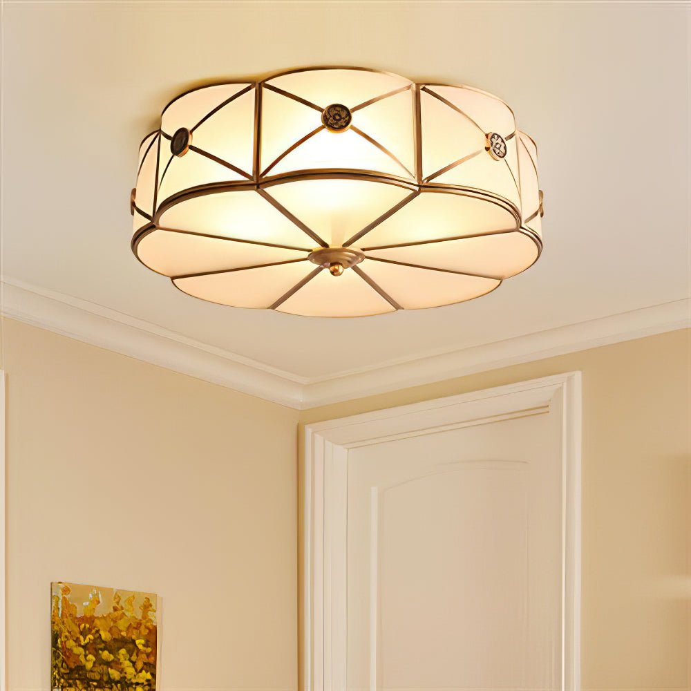 Vocor Ceiling Lamp Brass Scalloped Frosted Classic-Neutral Decor