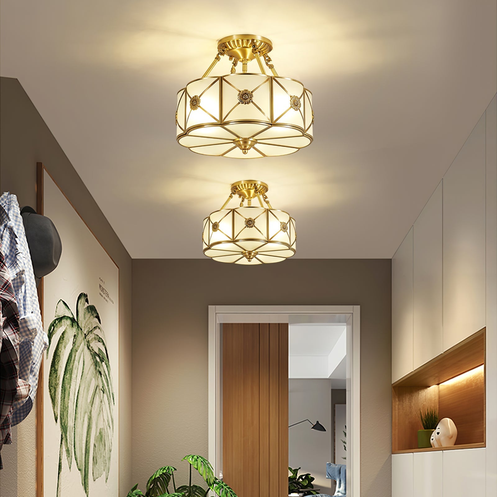 Vocor Ceiling Lamp Brass Scalloped Frosted Classic-Neutral Decor