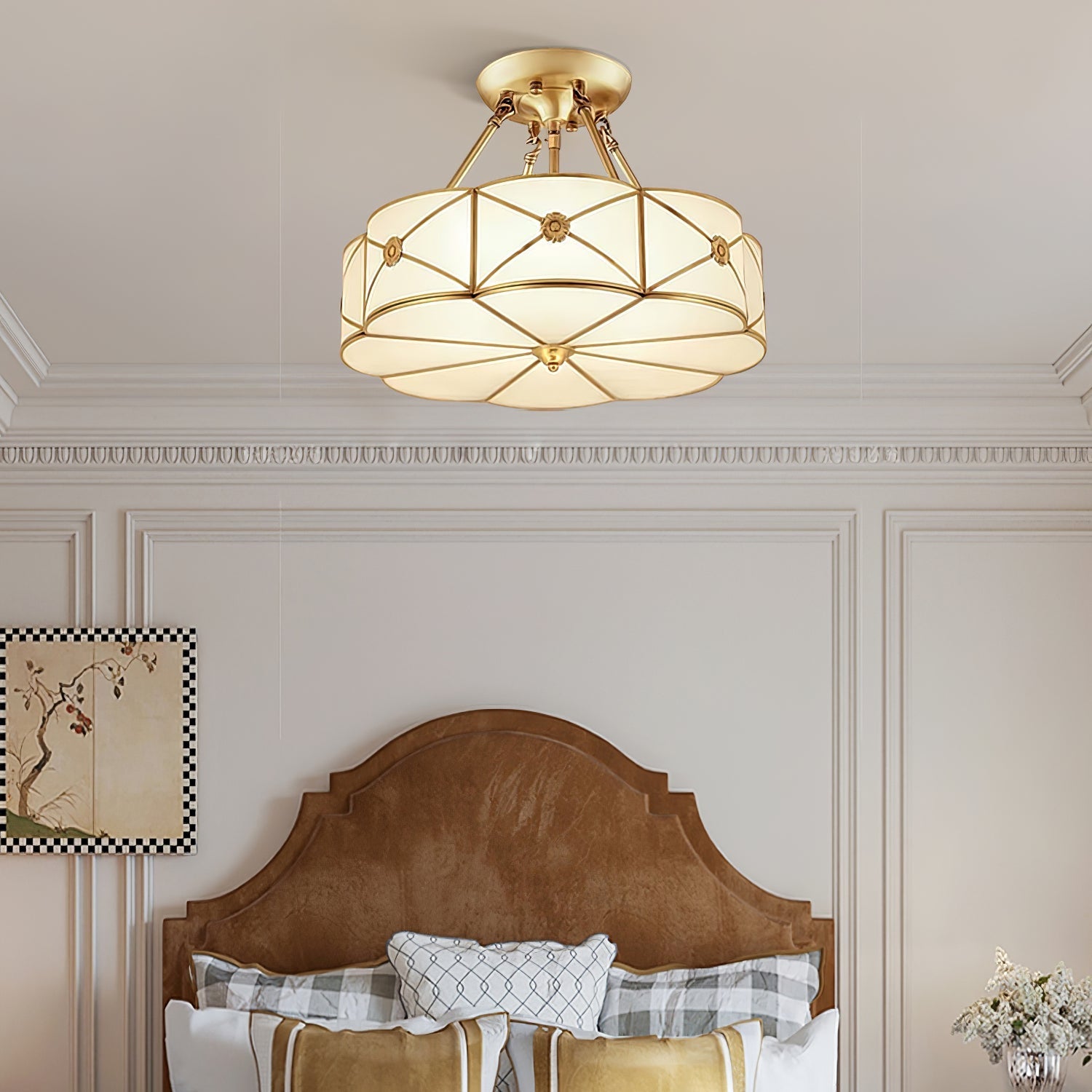Vocor Ceiling Lamp Brass Scalloped Frosted Classic-Neutral Decor