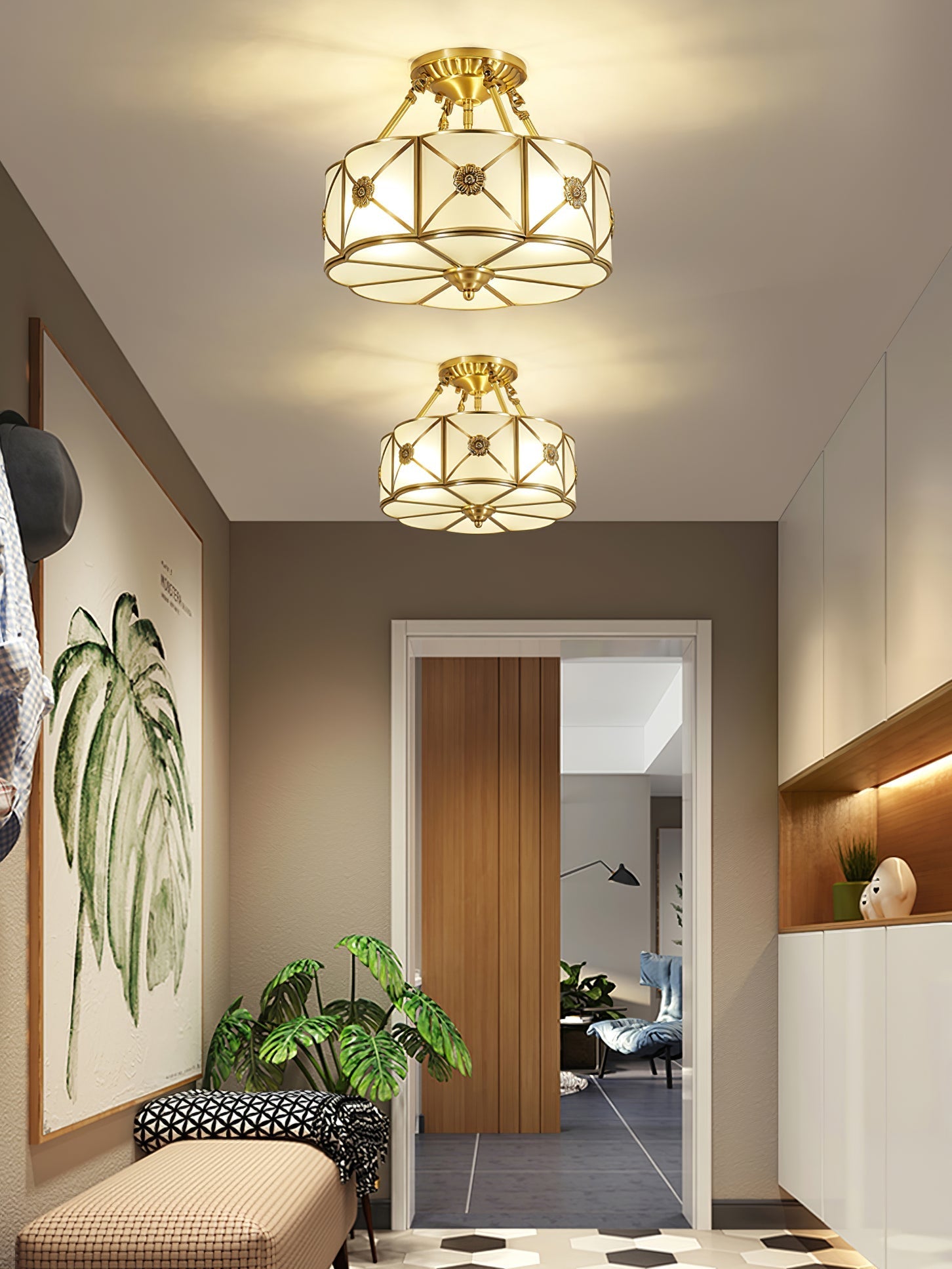 Vocor Ceiling Lamp Brass Scalloped Frosted Classic-Neutral Decor