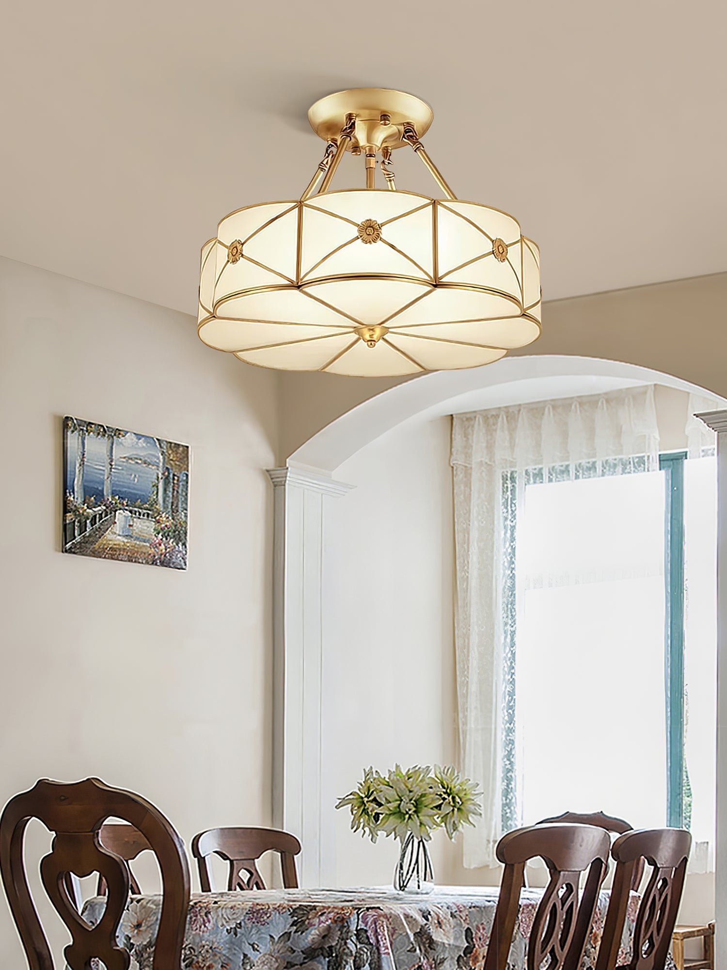 Vocor Ceiling Lamp Brass Scalloped Frosted Classic-Neutral Decor