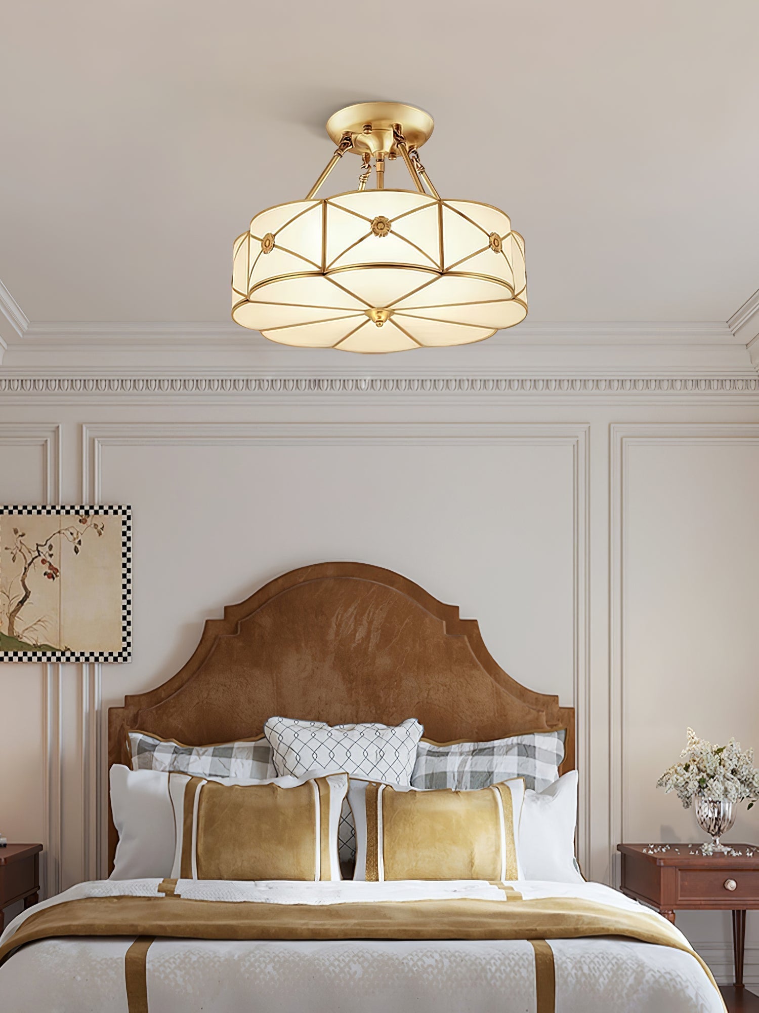 Vocor Ceiling Lamp Brass Scalloped Frosted Classic-Neutral Decor