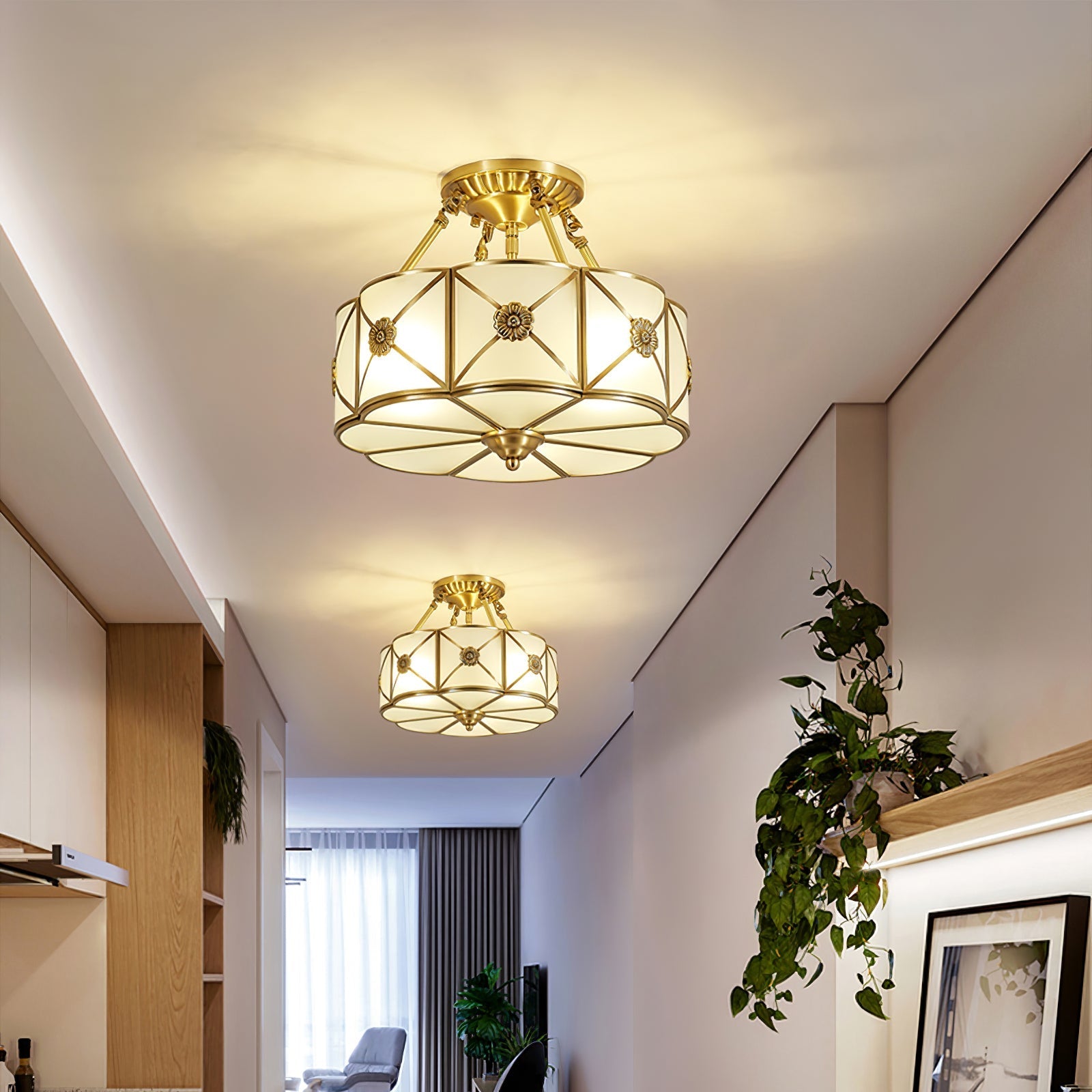Vocor Ceiling Lamp Brass Scalloped Frosted Classic-Neutral Decor