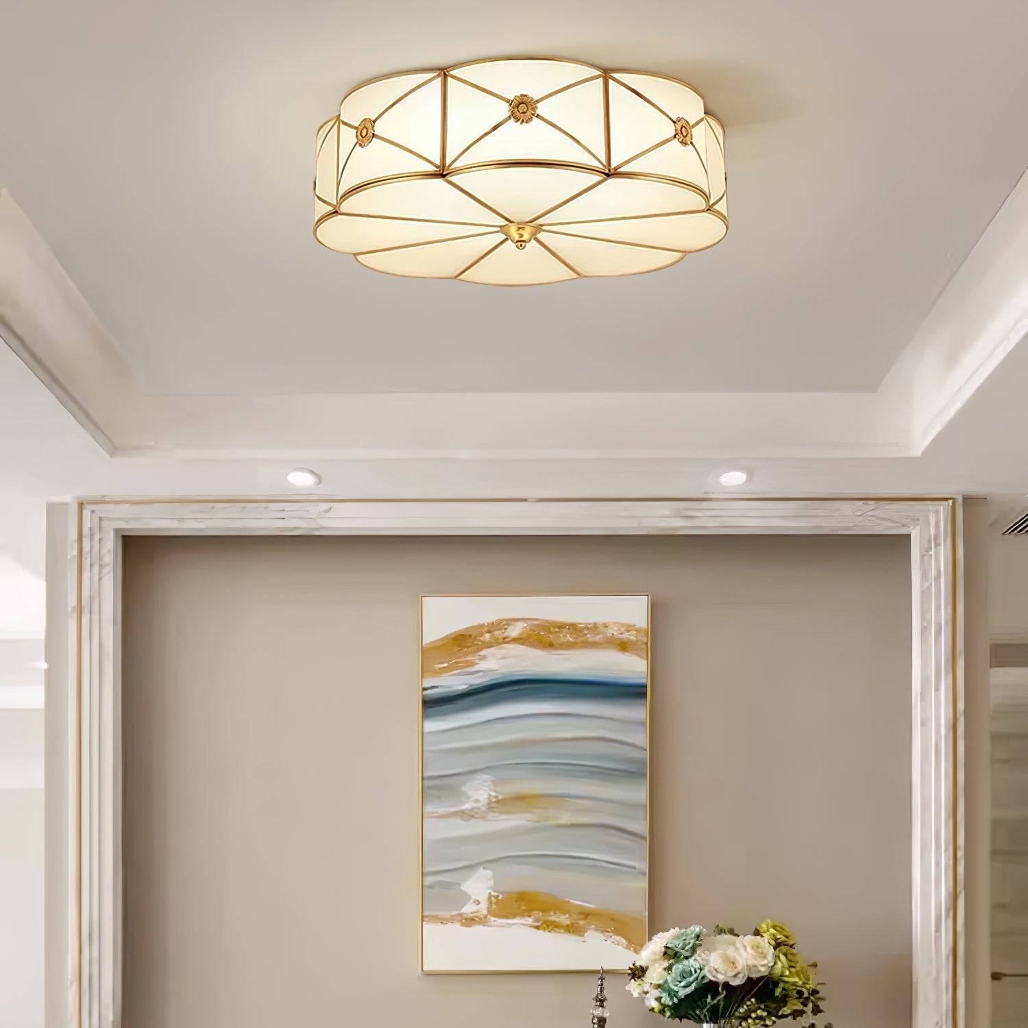 Vocor Ceiling Lamp Brass Scalloped Frosted Classic-Neutral Decor
