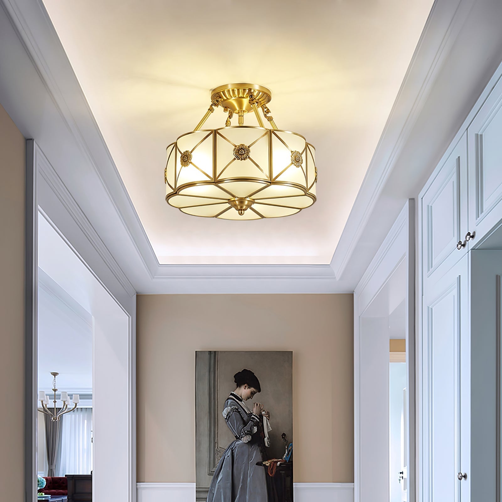 Vocor Ceiling Lamp Brass Scalloped Frosted Classic-Neutral Decor