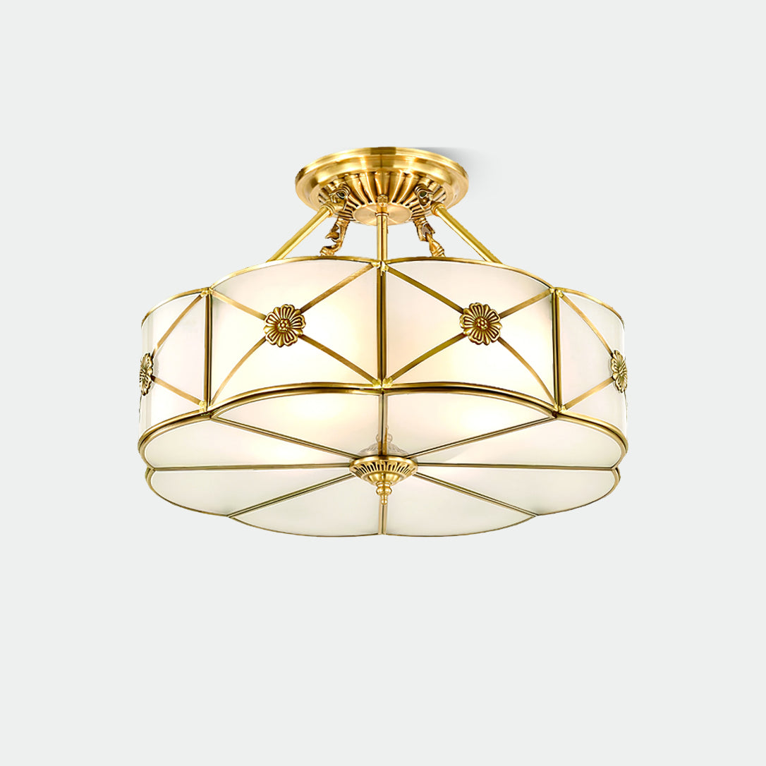 Vocor Ceiling Lamp Brass Scalloped Frosted Classic-Neutral Decor