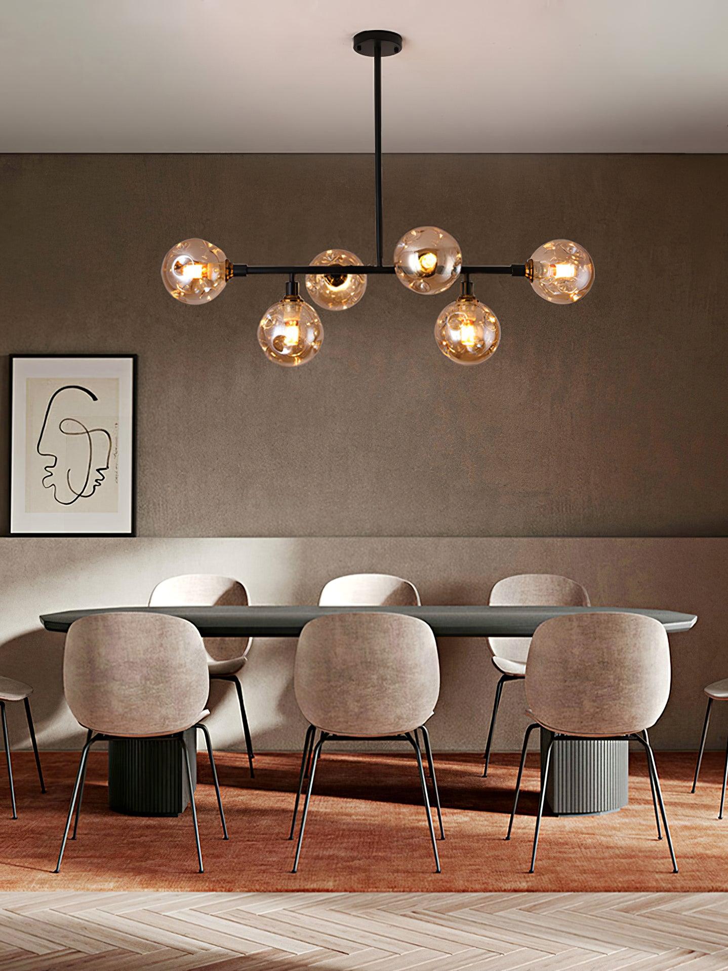 Lustra Chandelier Glass and Metal-Neutral Decor