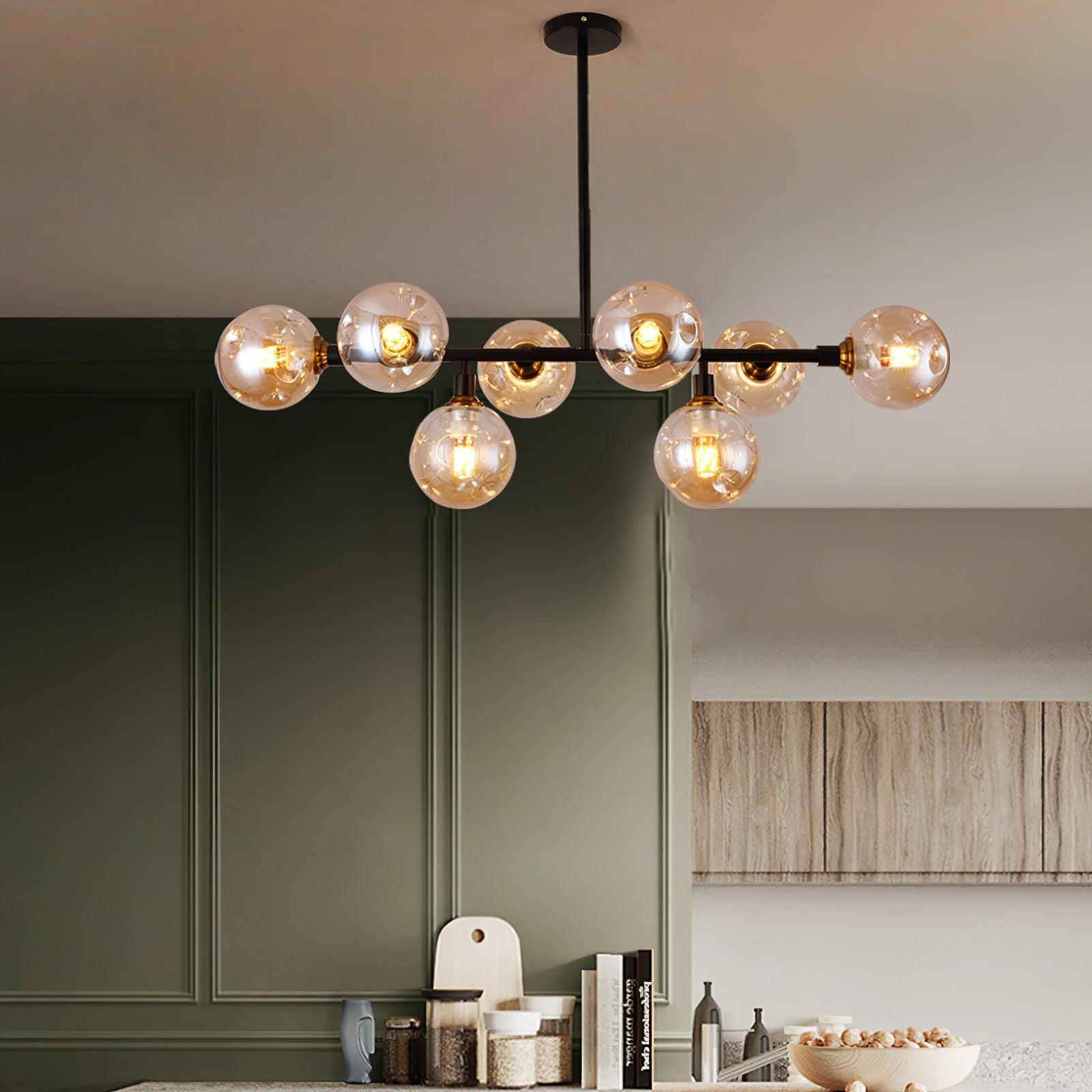 Lustra Chandelier Glass and Metal-Neutral Decor