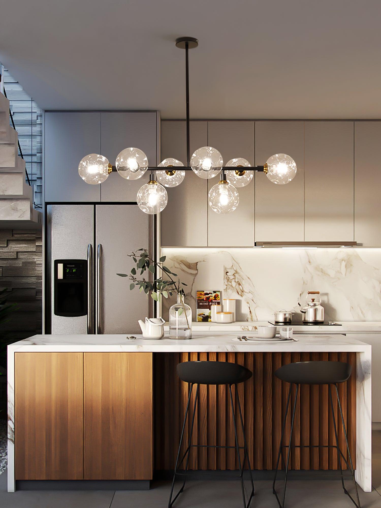 Lustra Chandelier Glass and Metal-Neutral Decor