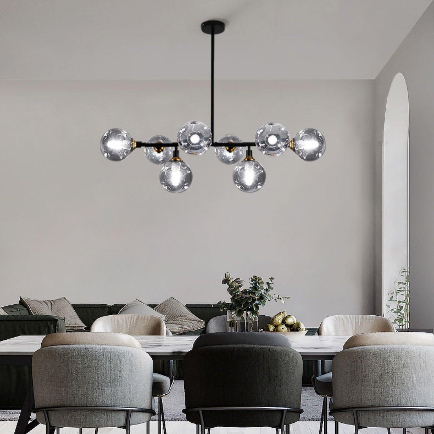 Lustra Chandelier Glass and Metal-Neutral Decor