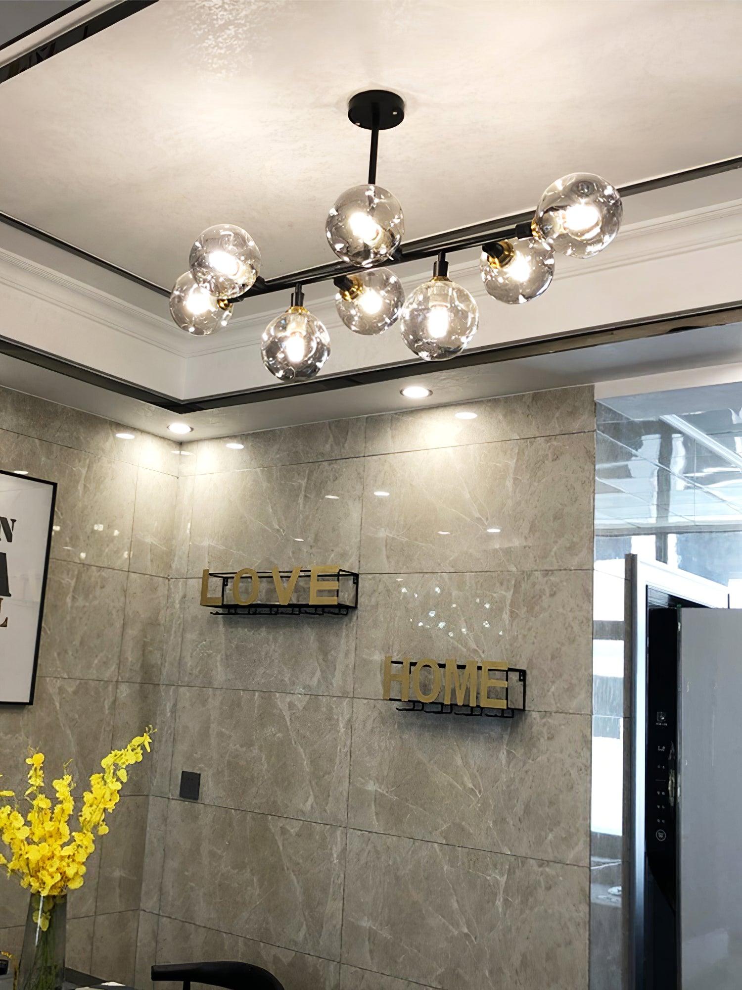 Lustra Chandelier Glass and Metal-Neutral Decor