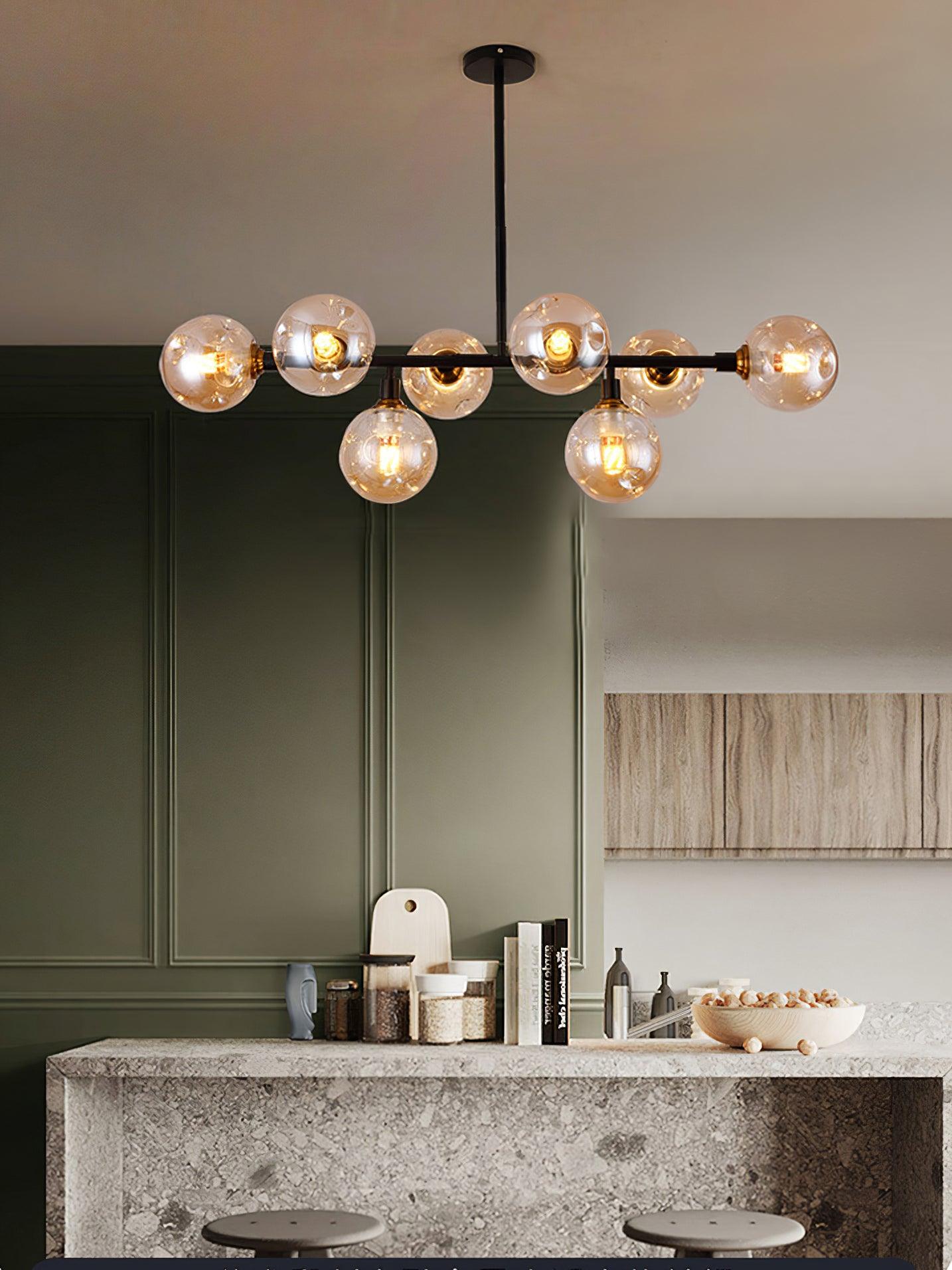 Lustra Chandelier Glass and Metal-Neutral Decor