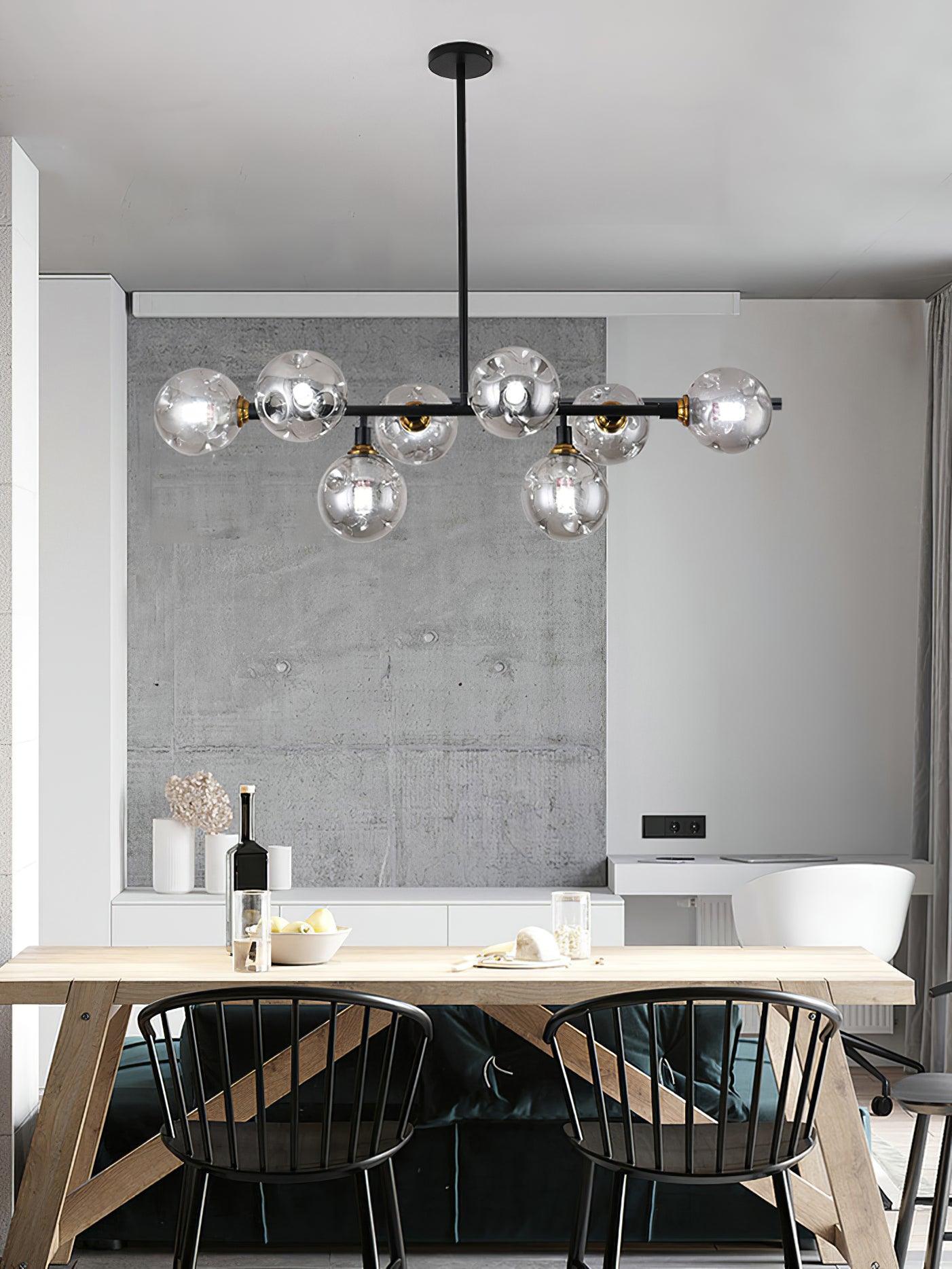 Lustra Chandelier Glass and Metal-Neutral Decor