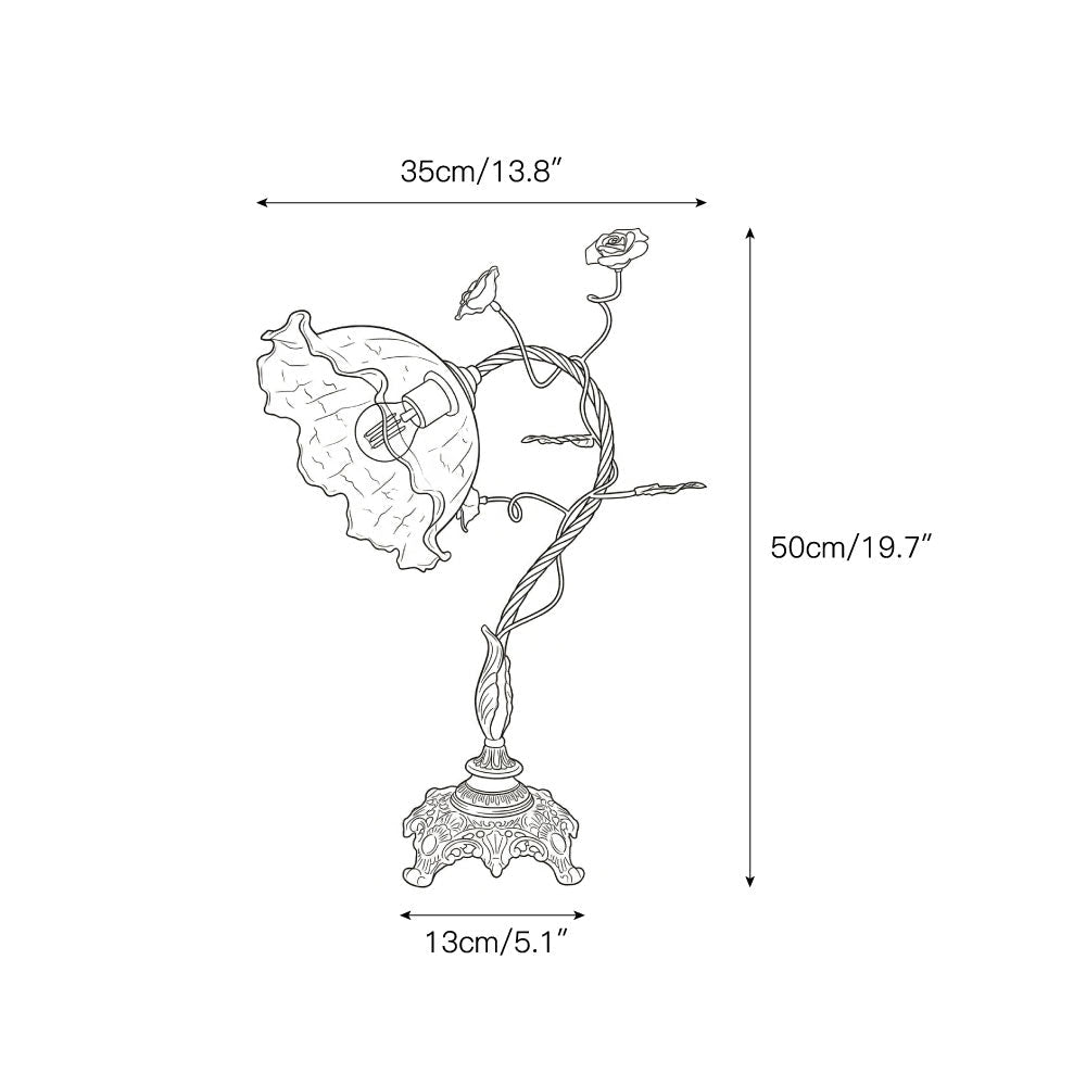 Model B of the Primavera Flowers Table Lamp, angled view.