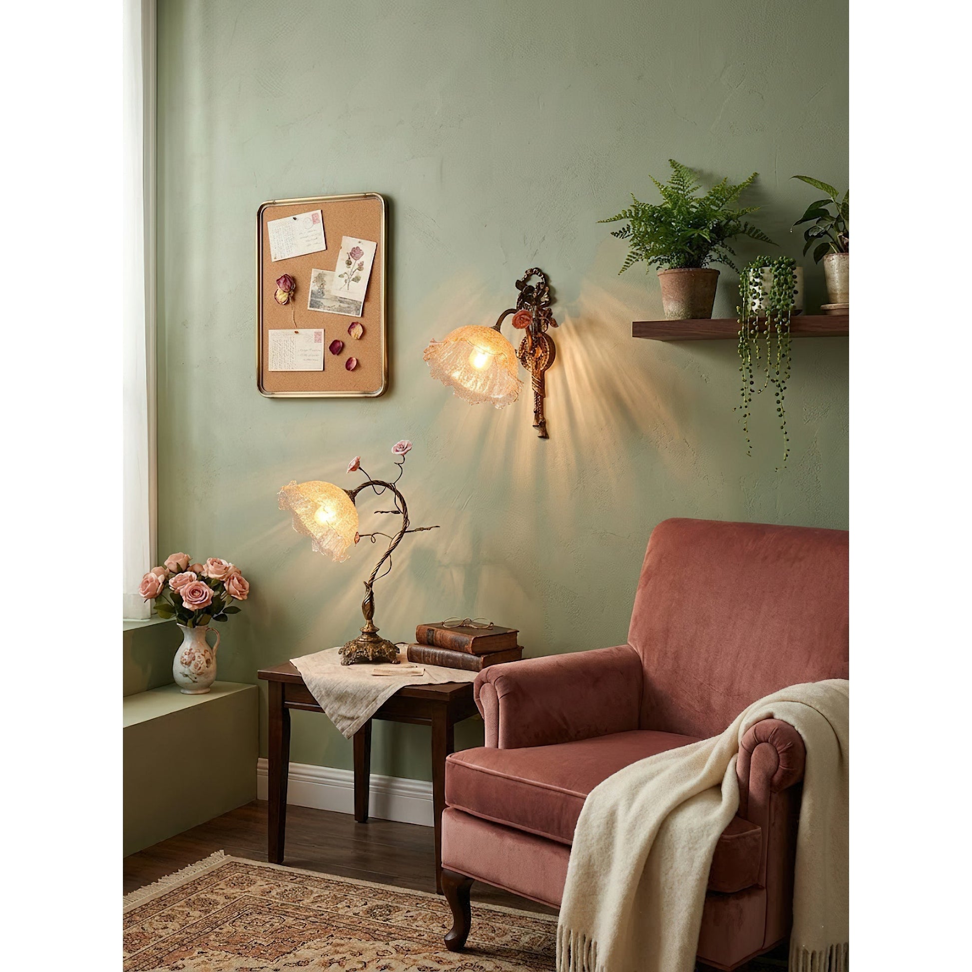 The table lamp displayed in a chic living room setting.