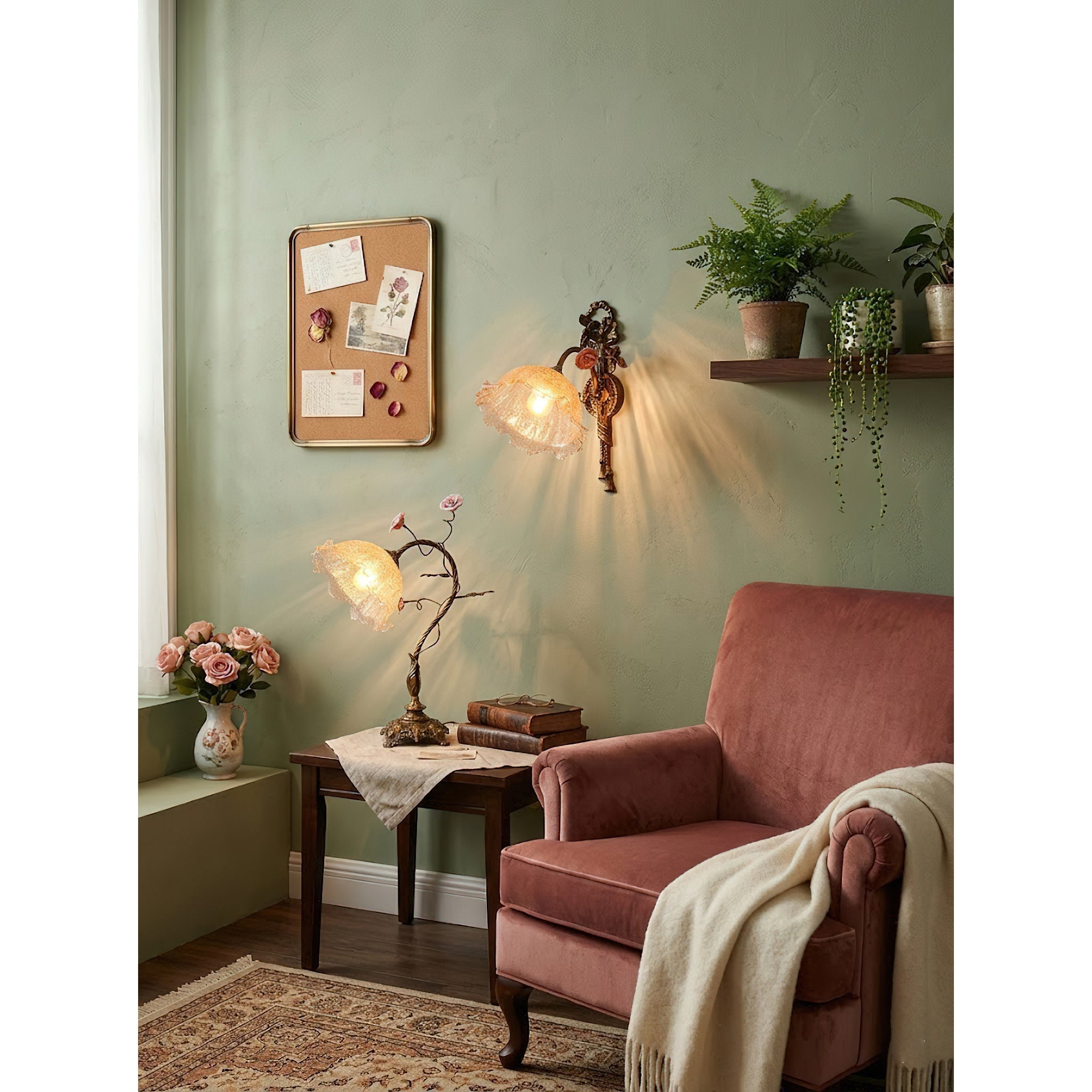 The table lamp displayed in a chic living room setting.