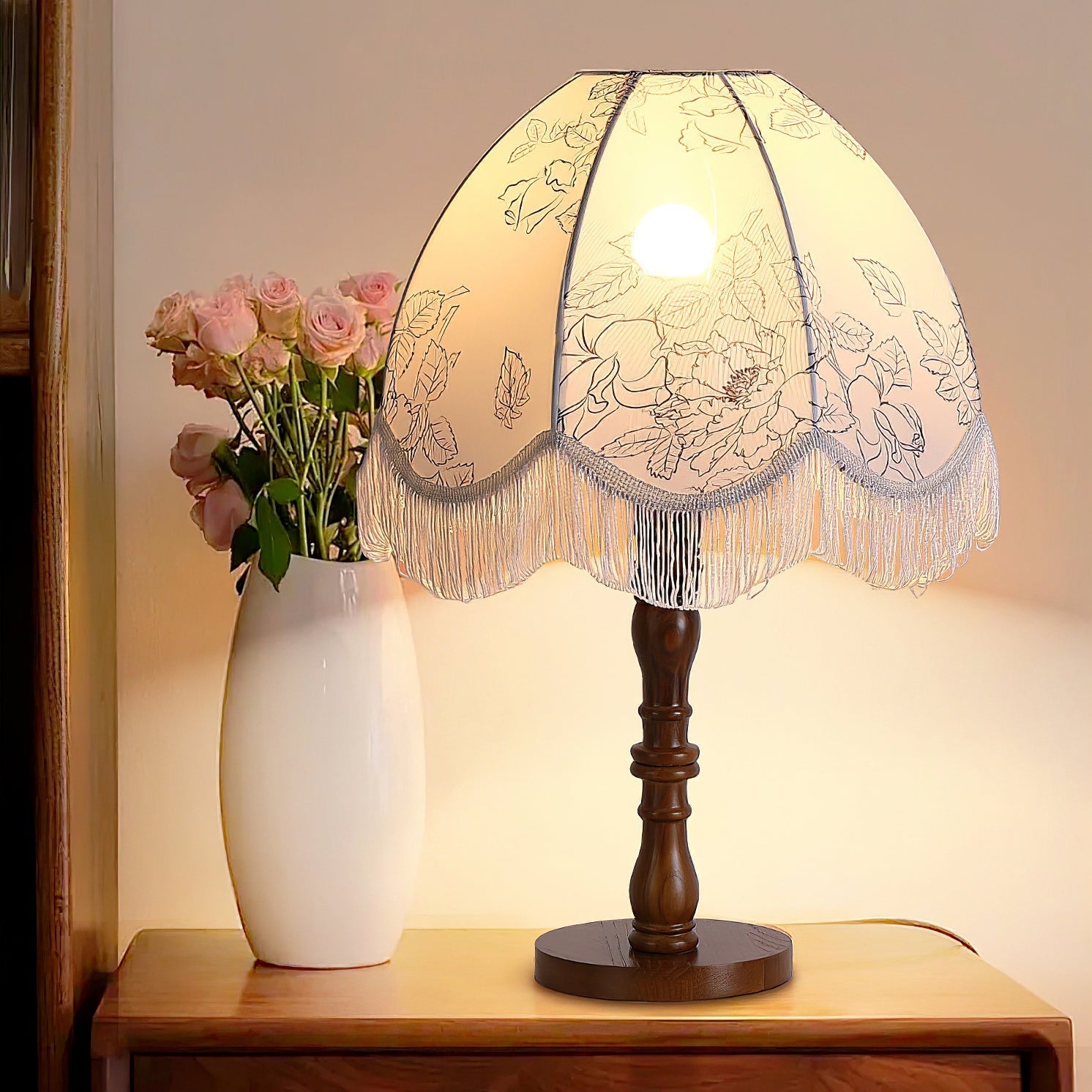 Orlyn Wood Fabric Elegant Table Lamp-Neutral Decor