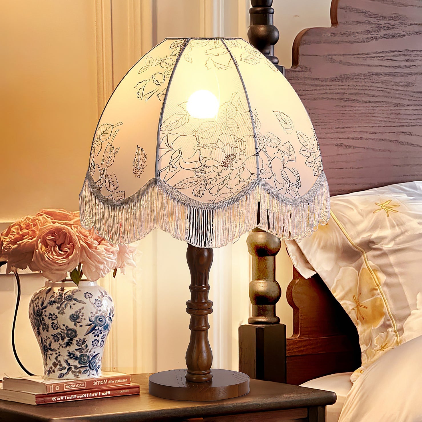 Orlyn Wood Fabric Elegant Table Lamp-Neutral Decor