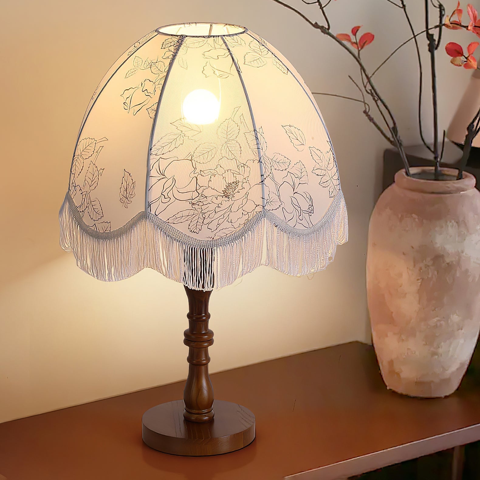 Orlyn Wood Fabric Elegant Table Lamp-Neutral Decor