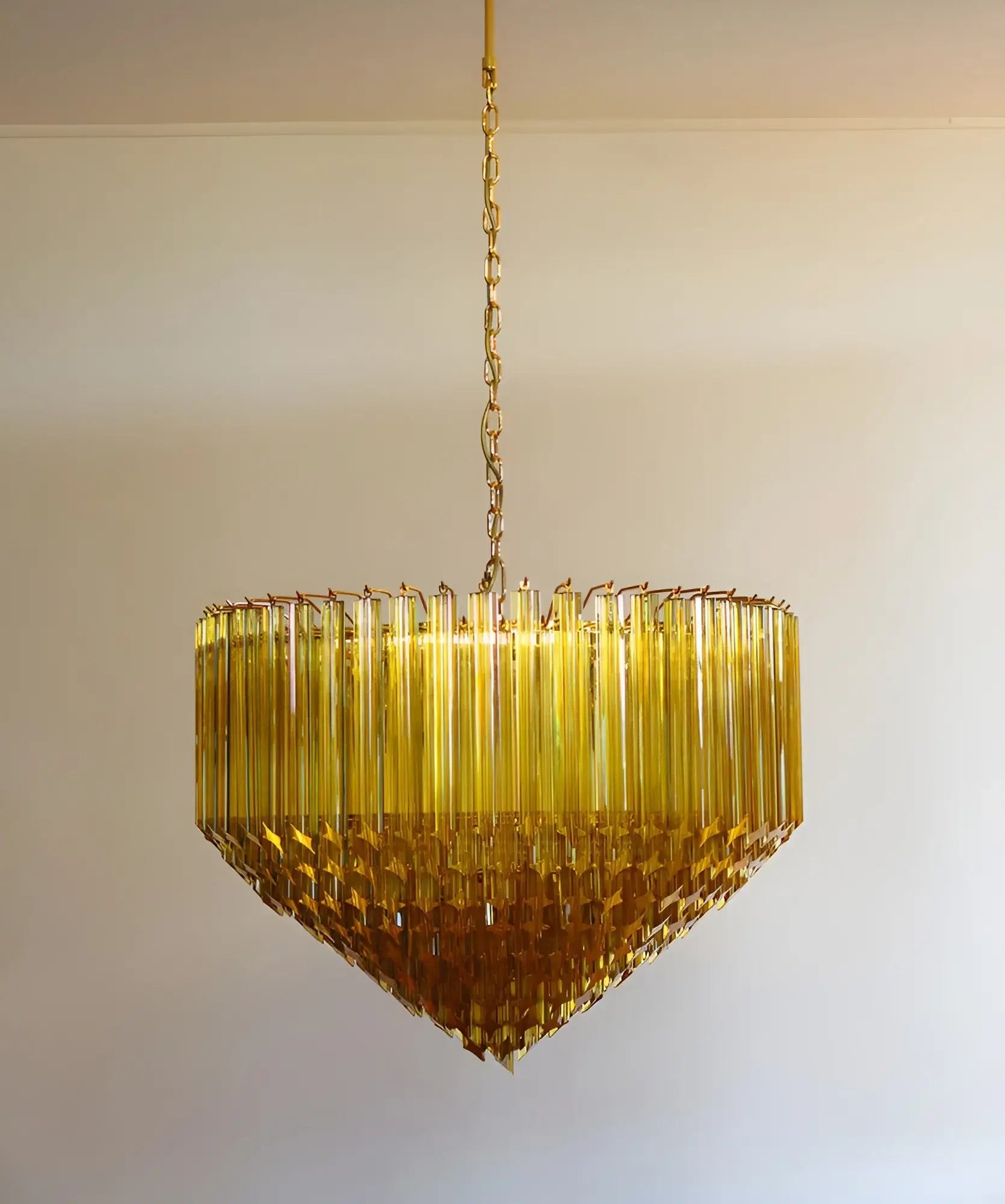 Aurora Chandelier Amber Murano Glass Prism Grand Art-Neutral Decor