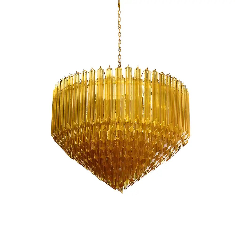 Aurora Chandelier Amber Murano Glass Prism Grand Art-Neutral Decor