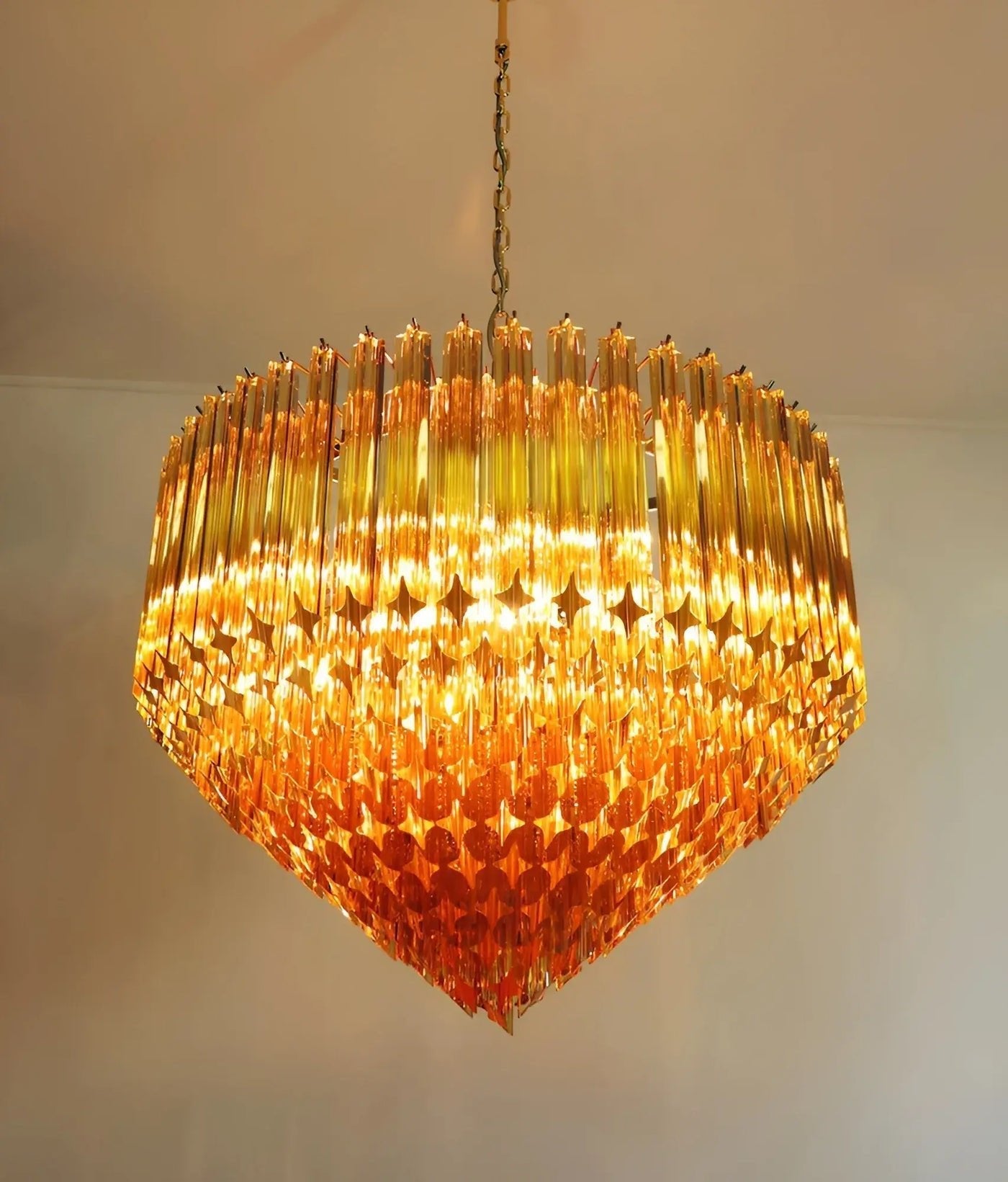 Aurora Chandelier Amber Murano Glass Prism Grand Art-Neutral Decor