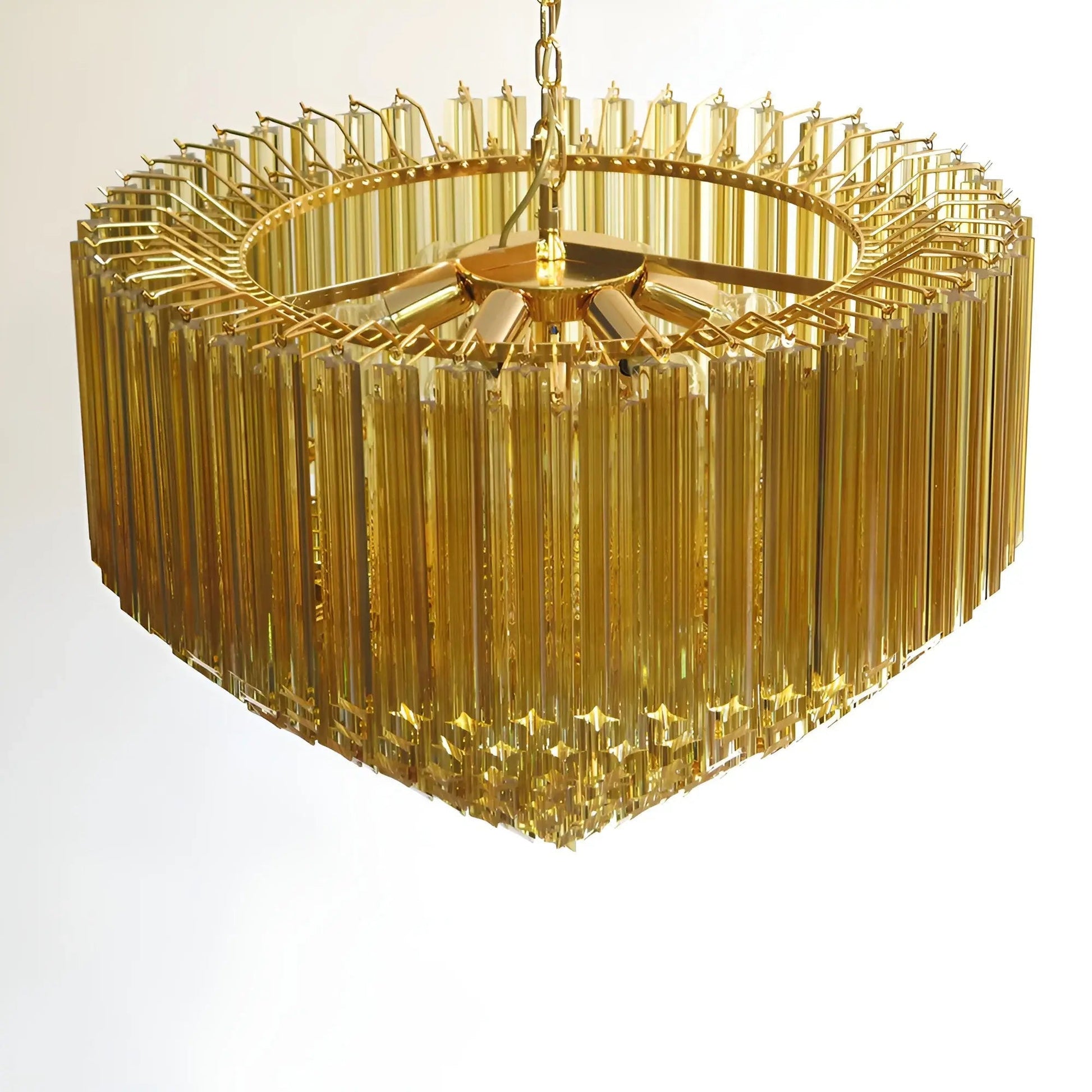 Aurora Chandelier Amber Murano Glass Prism Grand Art-Neutral Decor