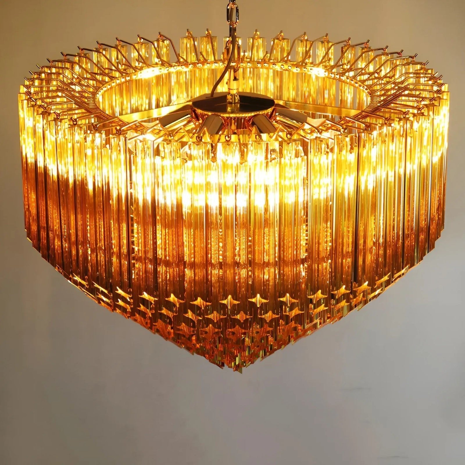 Aurora Chandelier Amber Murano Glass Prism Grand Art-Neutral Decor