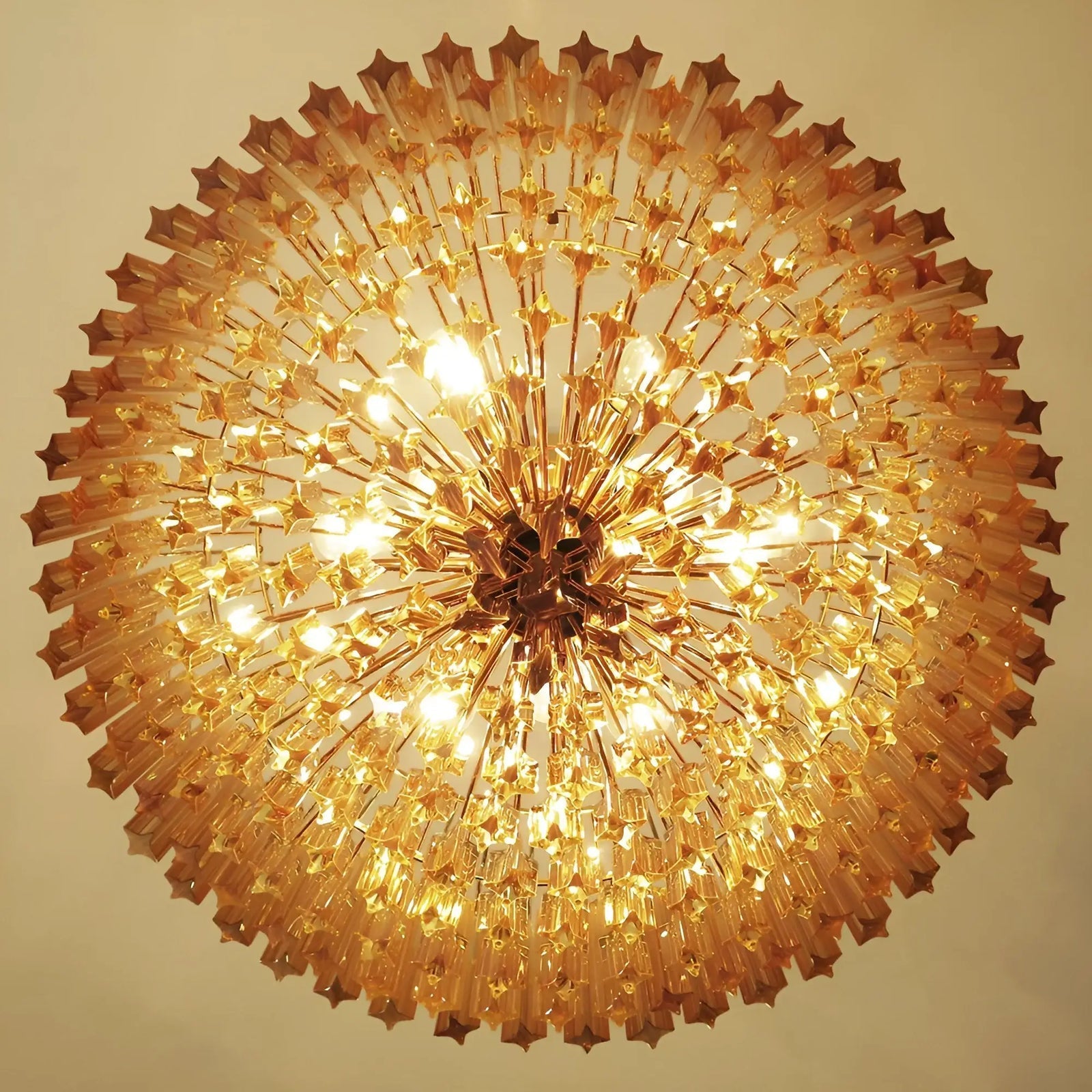 Aurora Chandelier Amber Murano Glass Prism Grand Art-Neutral Decor