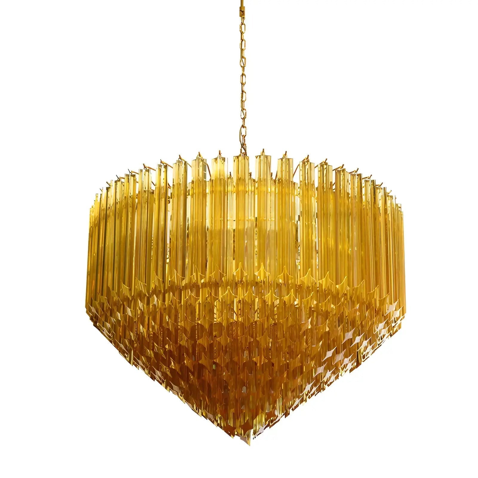 Aurora Chandelier Amber Murano Glass Prism Grand Art-Neutral Decor