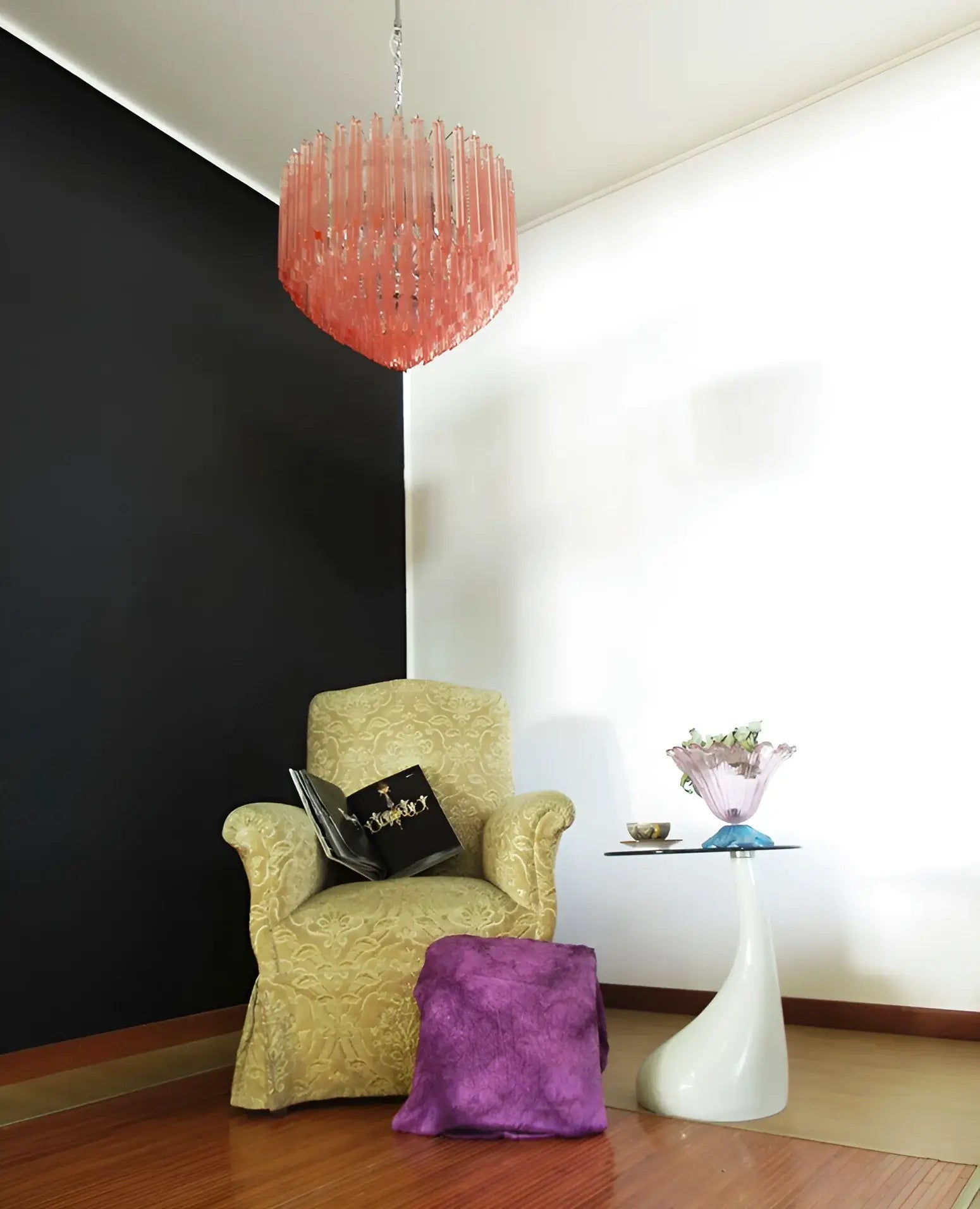 Aurora Chandelier Pink Glass Prisms Geometric-Neutral Decor