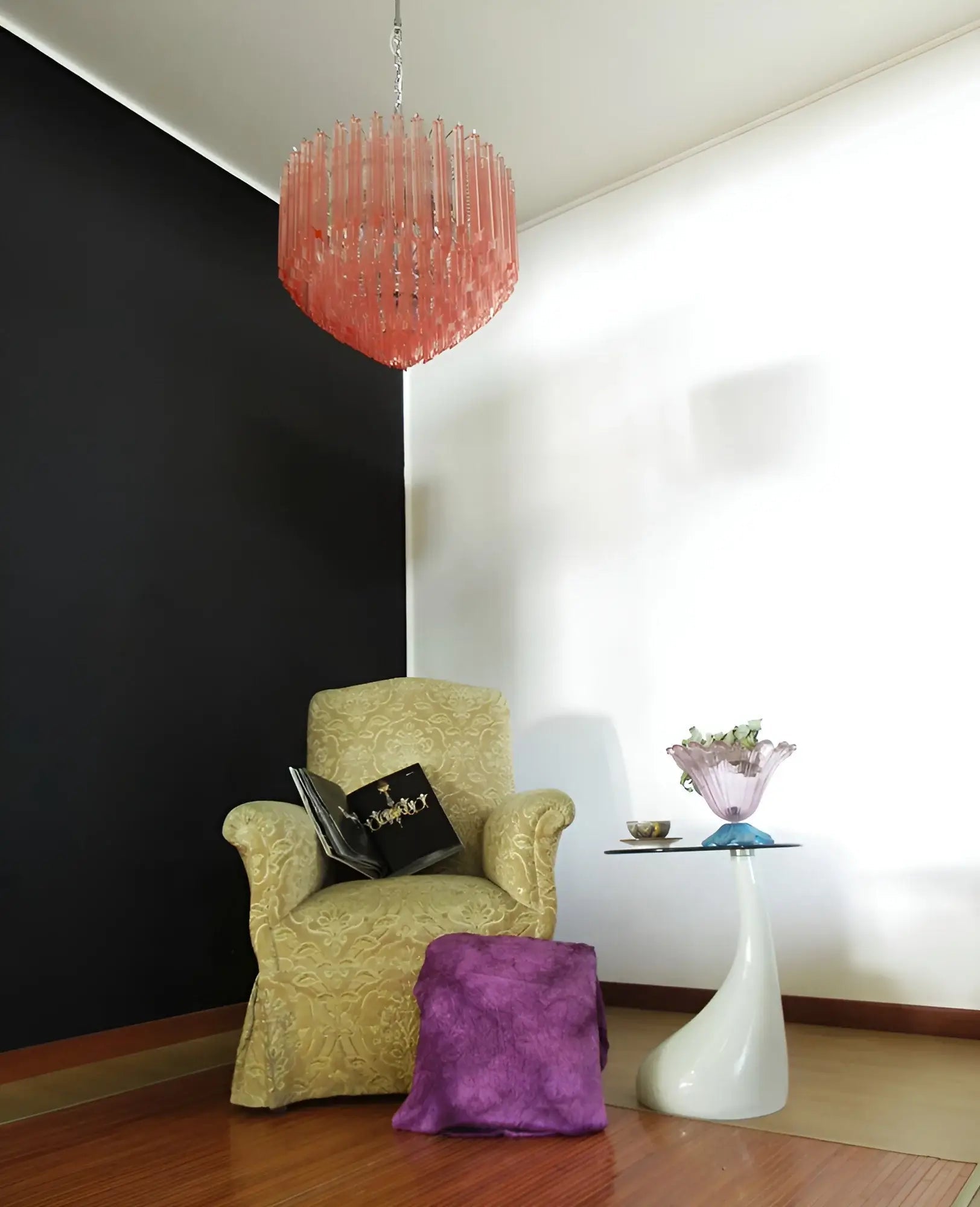 Aurora Chandelier Pink Glass Prisms Geometric-Neutral Decor