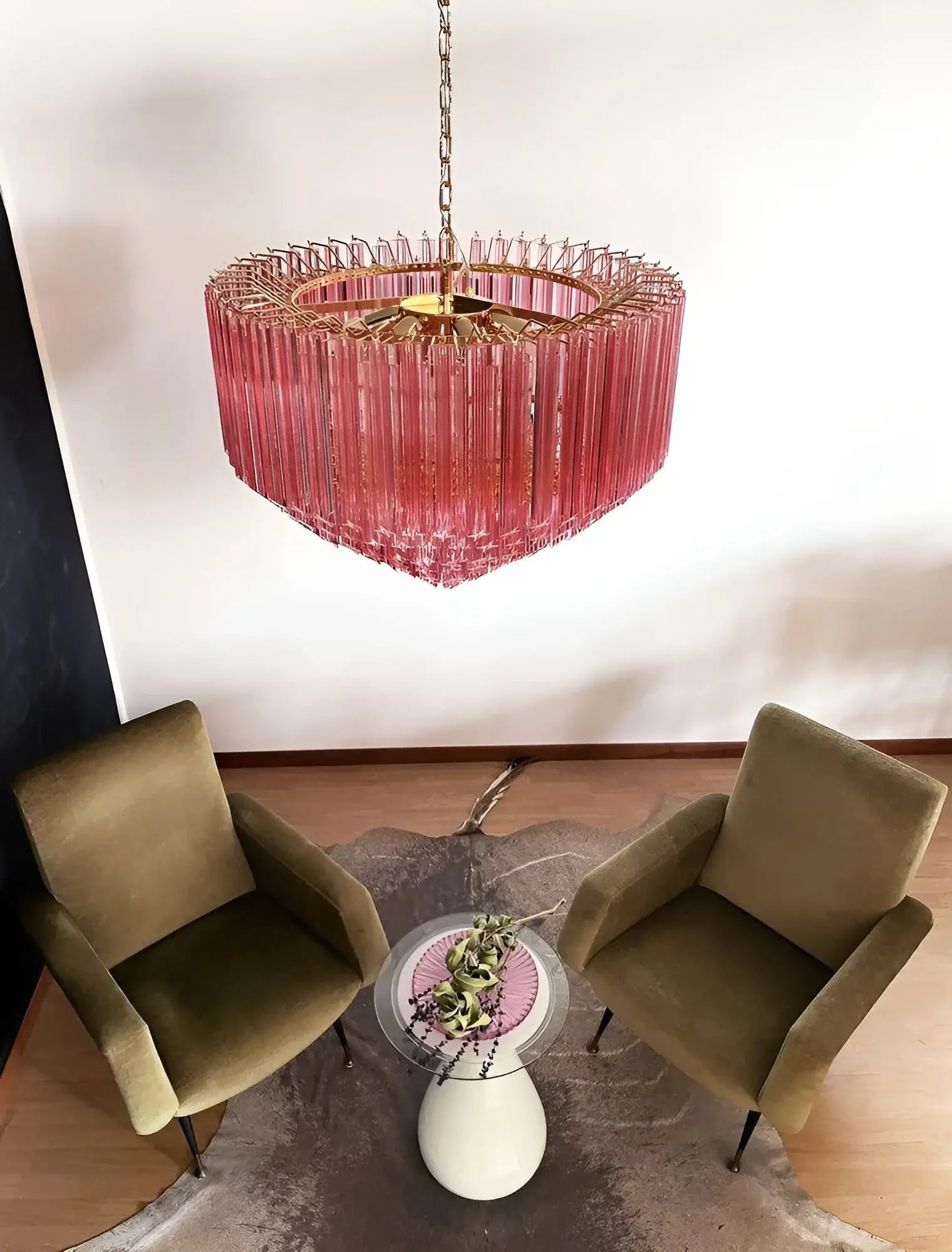 Aurora Chandelier Pink Glass Prisms Geometric-Neutral Decor