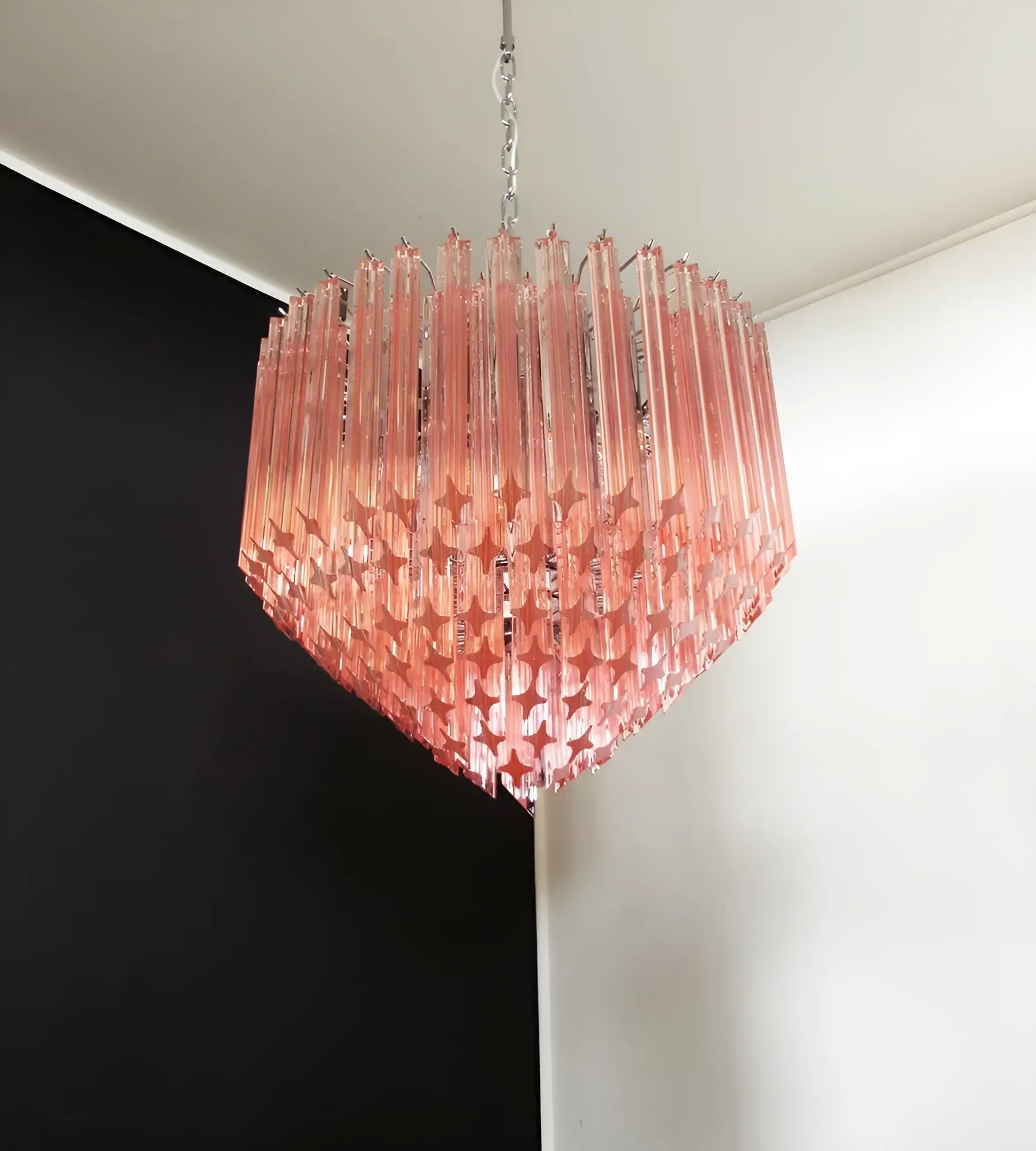 Aurora Chandelier Pink Glass Prisms Geometric-Neutral Decor